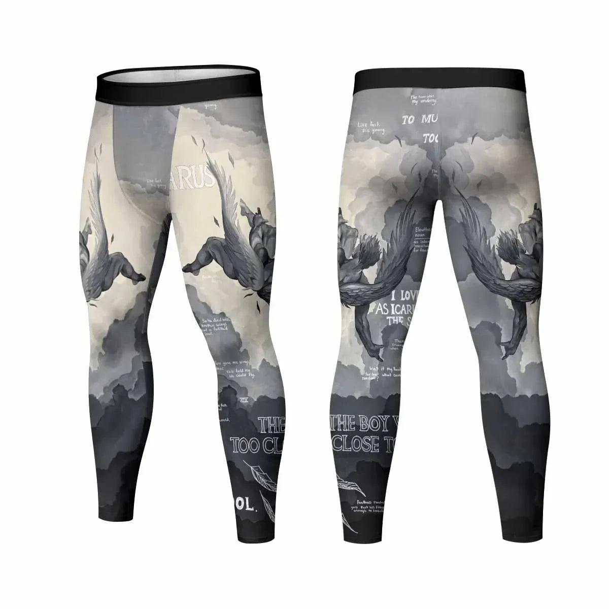 Icarus Too Close To The Sun Men's Leggings - front and back view