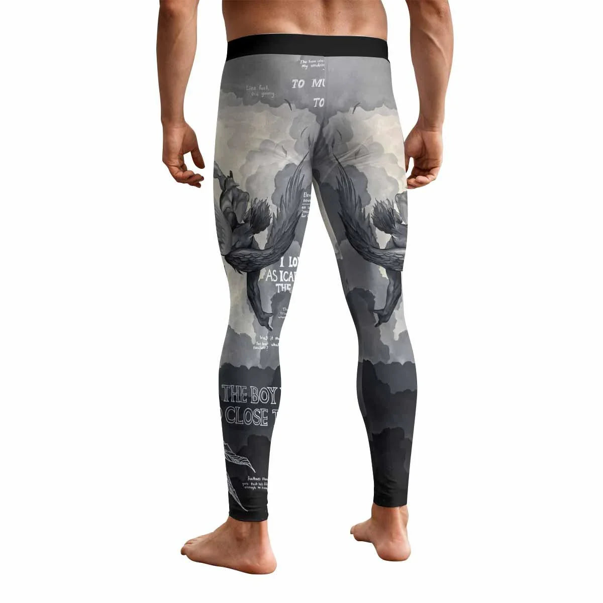 Icarus Too Close To The Sun Men's Leggings - back view mockup