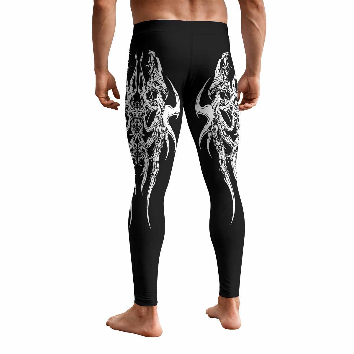 Gothic Bone Skull Men's Leggings - back view mockup