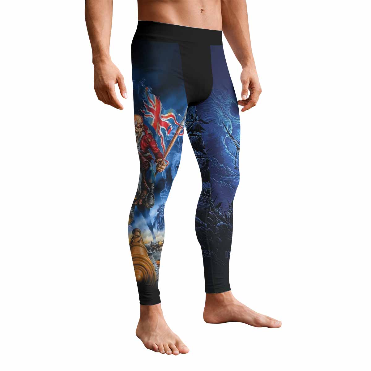 Iron Maiden England Flag Men's Leggings - front view mockup