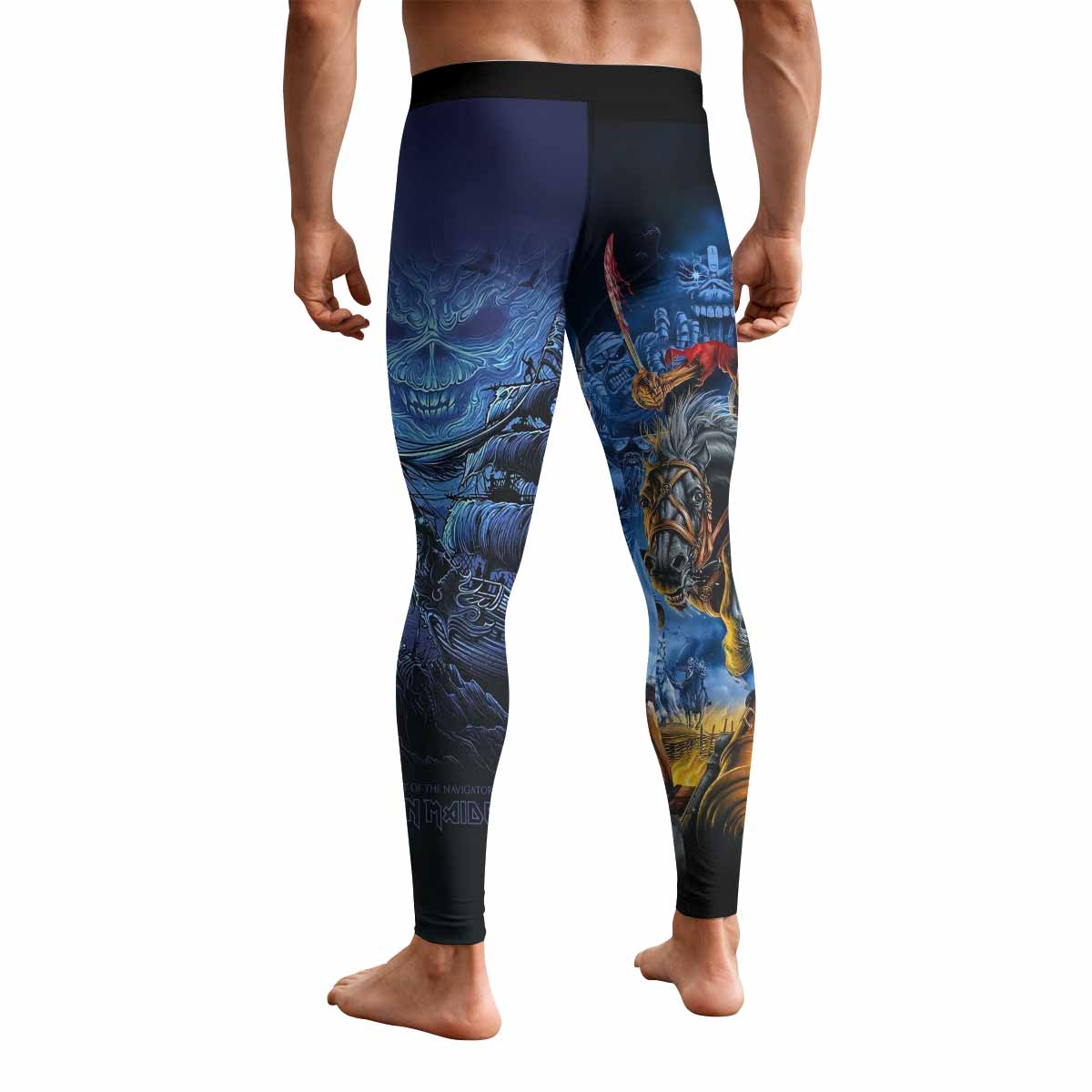 Iron Maiden England Flag Men's Leggings - back view mockup