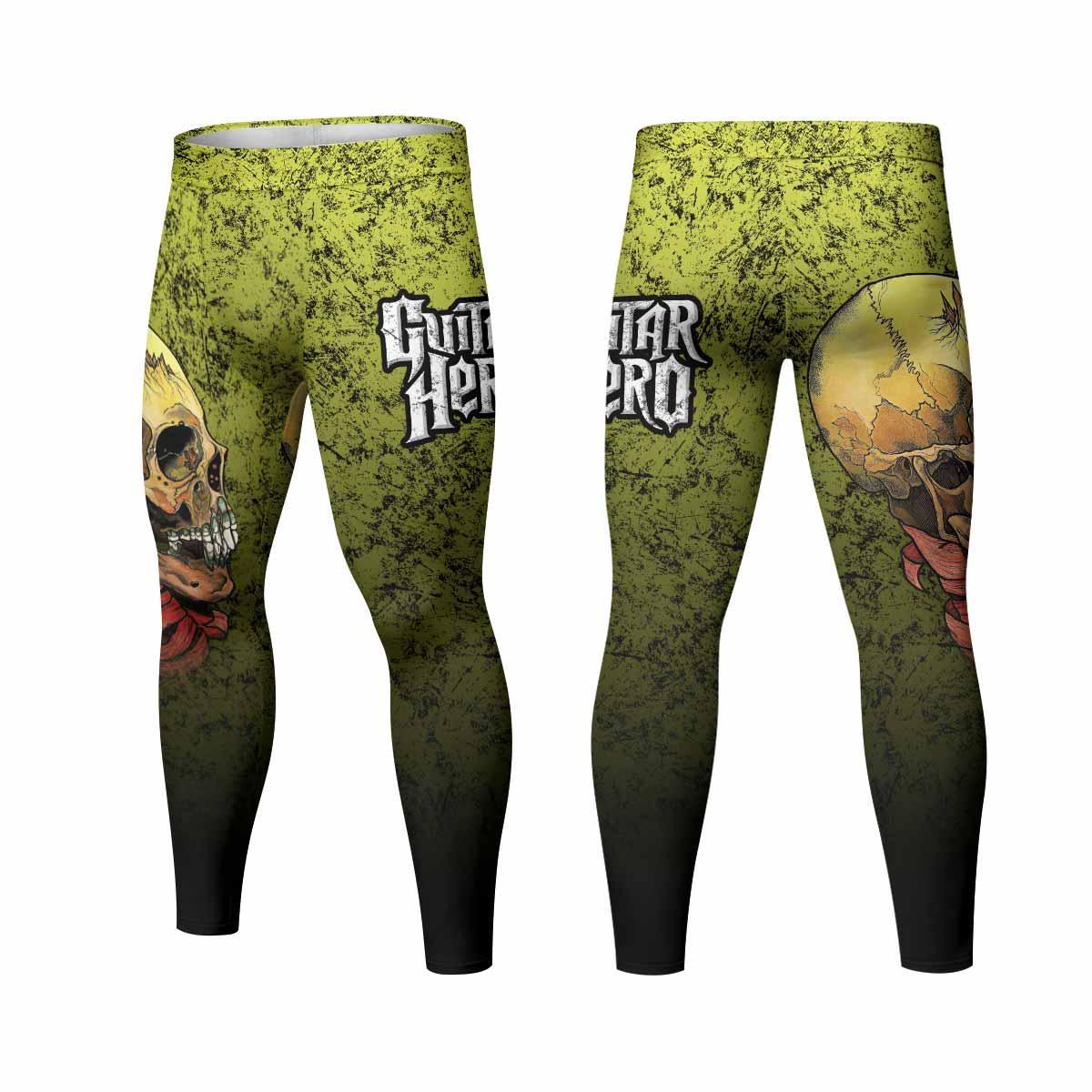 Guitar Hero Skull Men's Leggings - front and back view