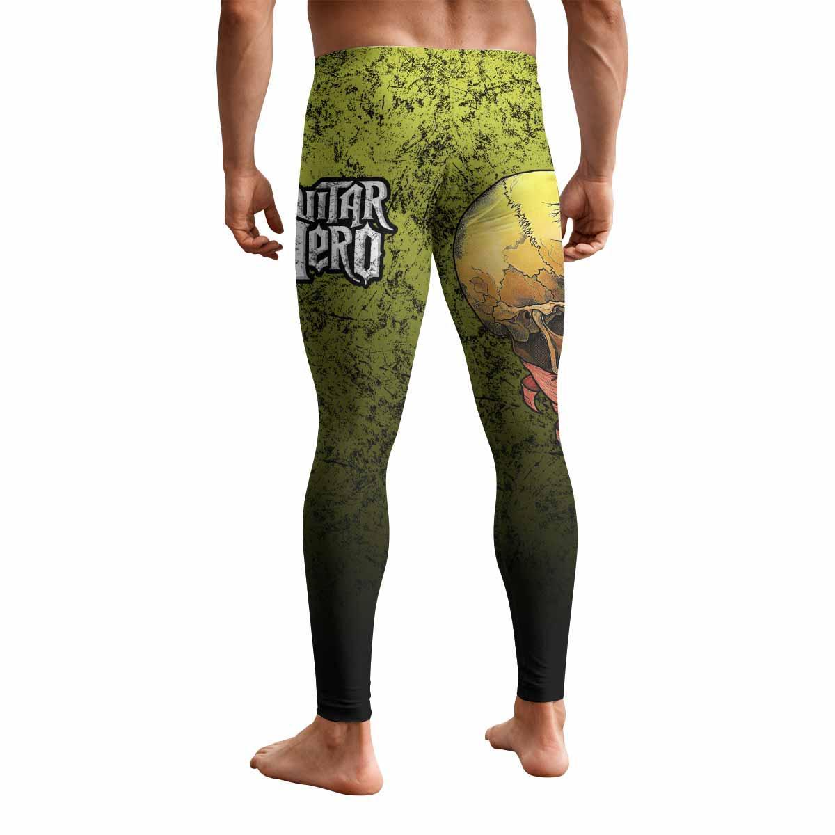 Guitar Hero Skull Men's Leggings - back view mockup