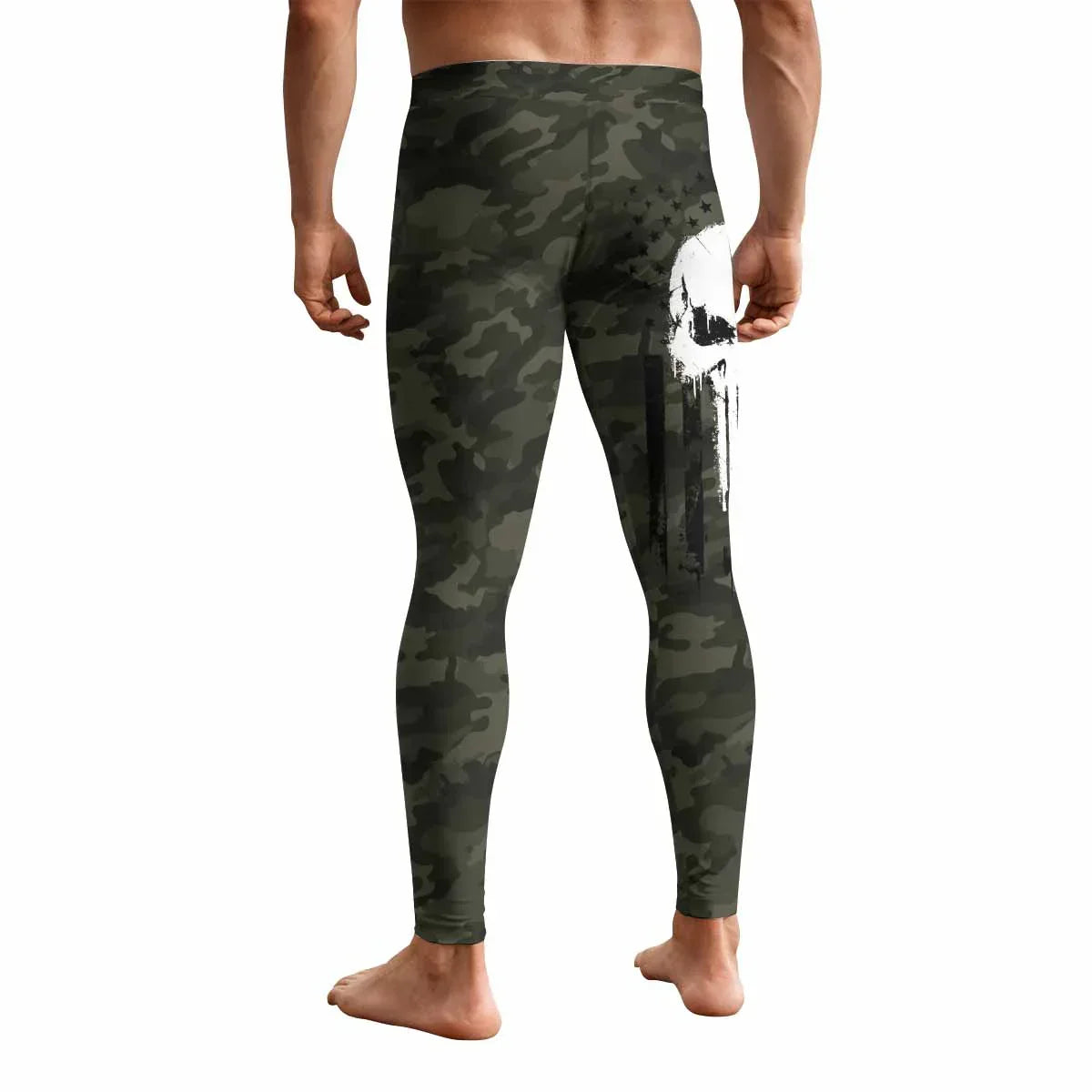 The Punisher Skull We The People Men's Leggings - back view mockup