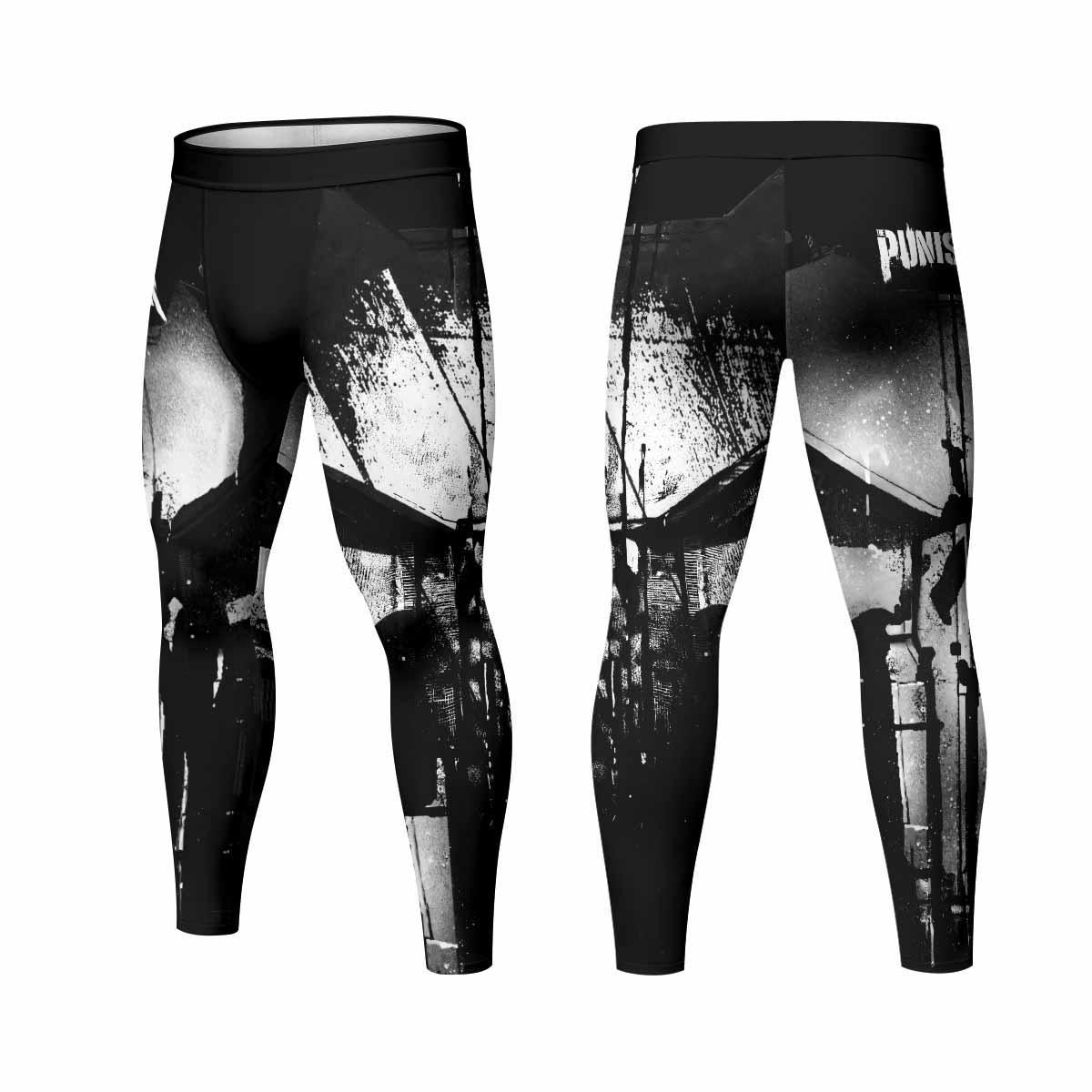 The Punisher Skull Camouflage Men's Leggings - front and back view