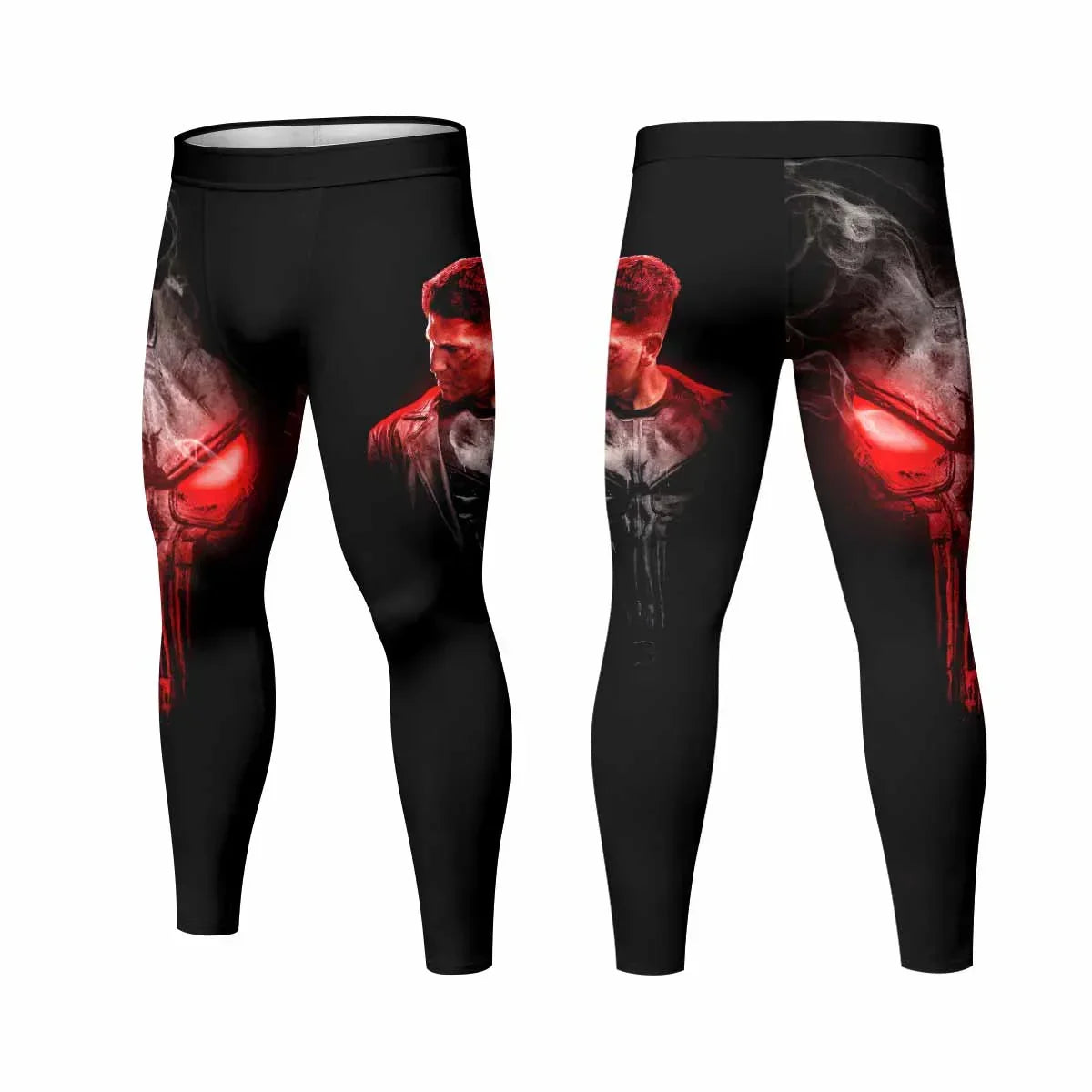 The Punisher Skull Frank Castle Men's Leggings - front and back view