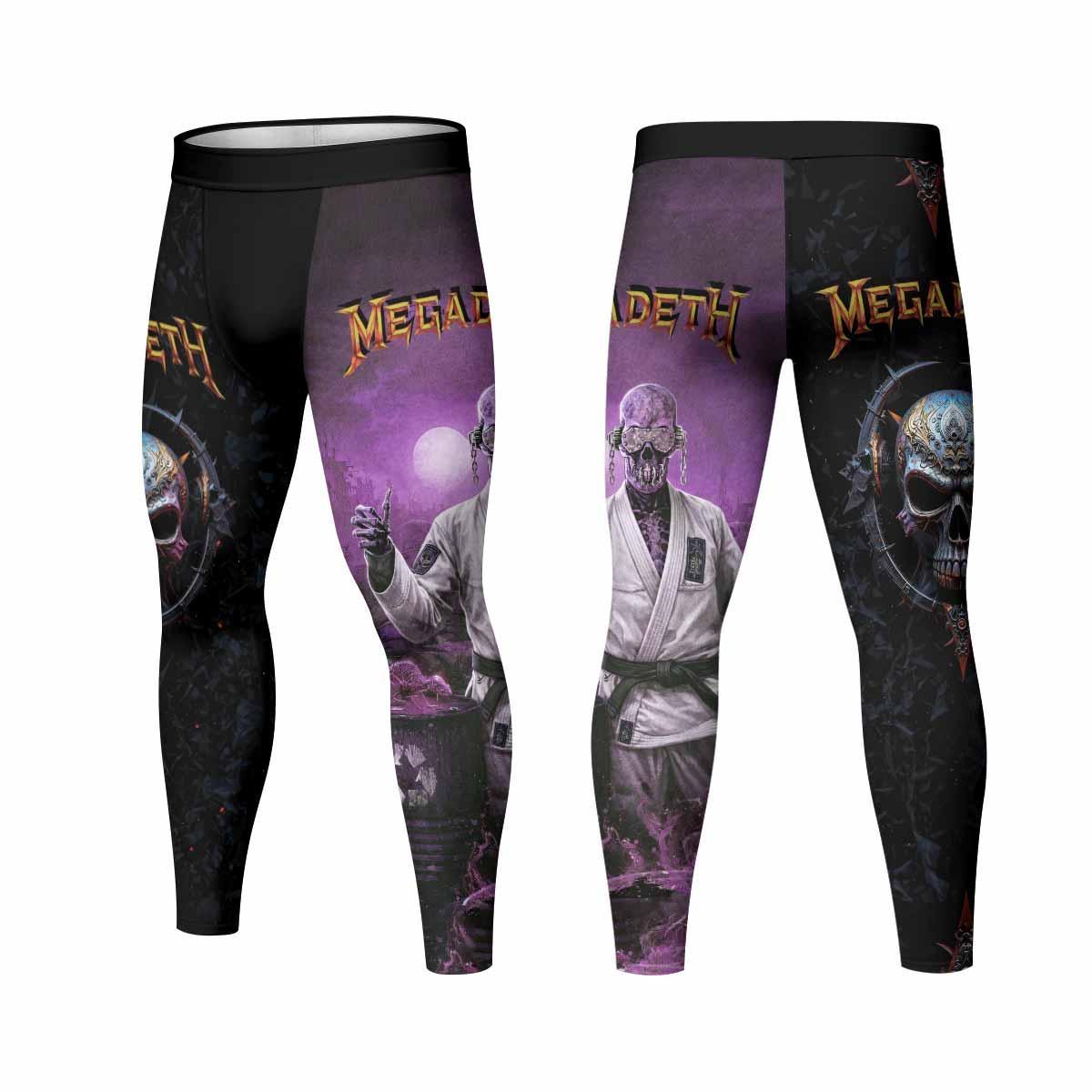 Megadeth Vic Rattlehead Men's Leggings - front and back view