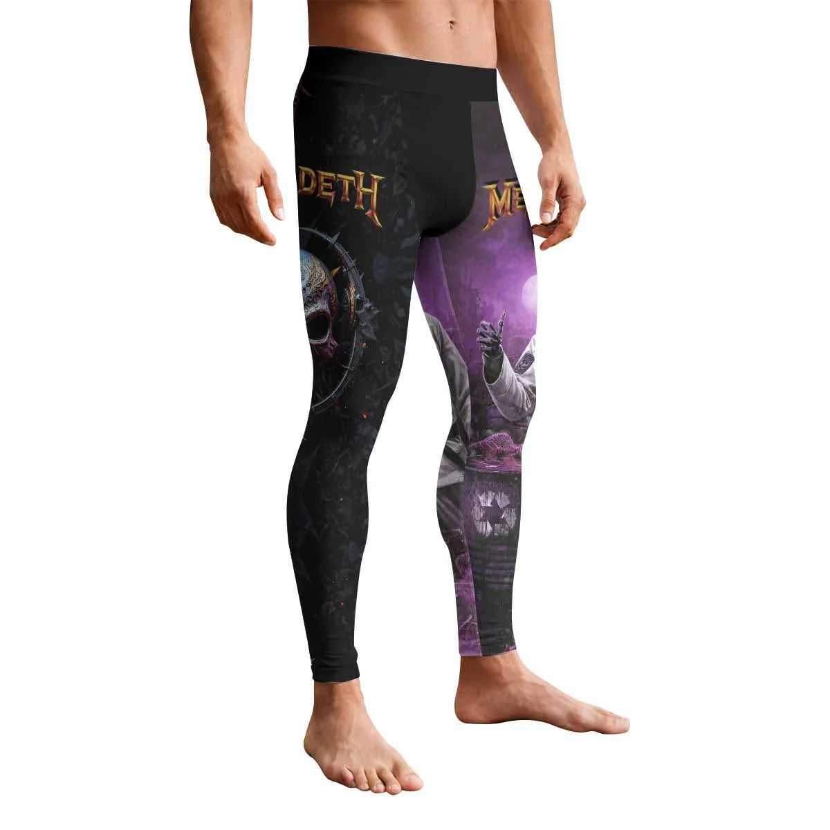 Megadeth Vic Rattlehead Men's Leggings - front view mockup