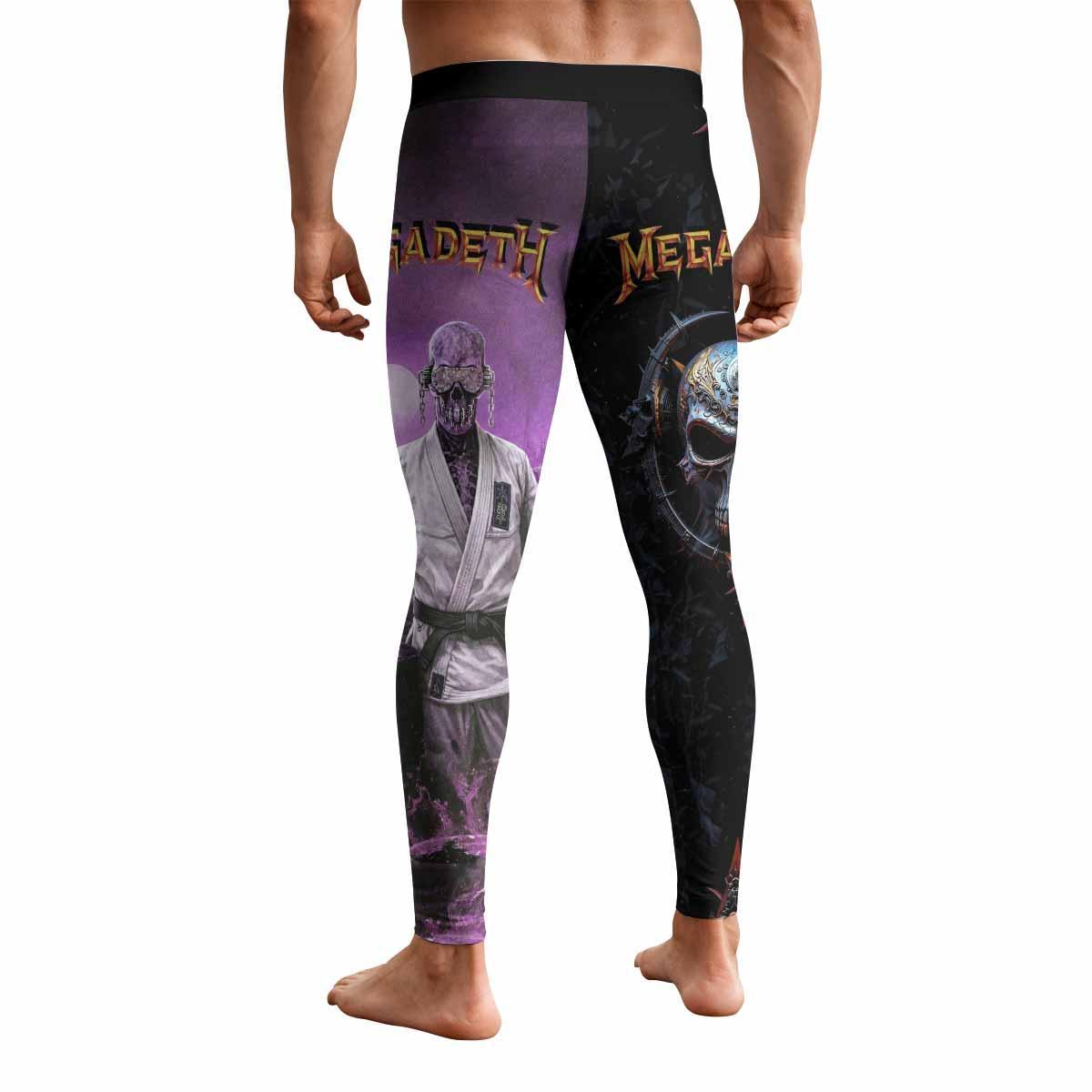 Megadeth Vic Rattlehead Men's Leggings - back view mockup
