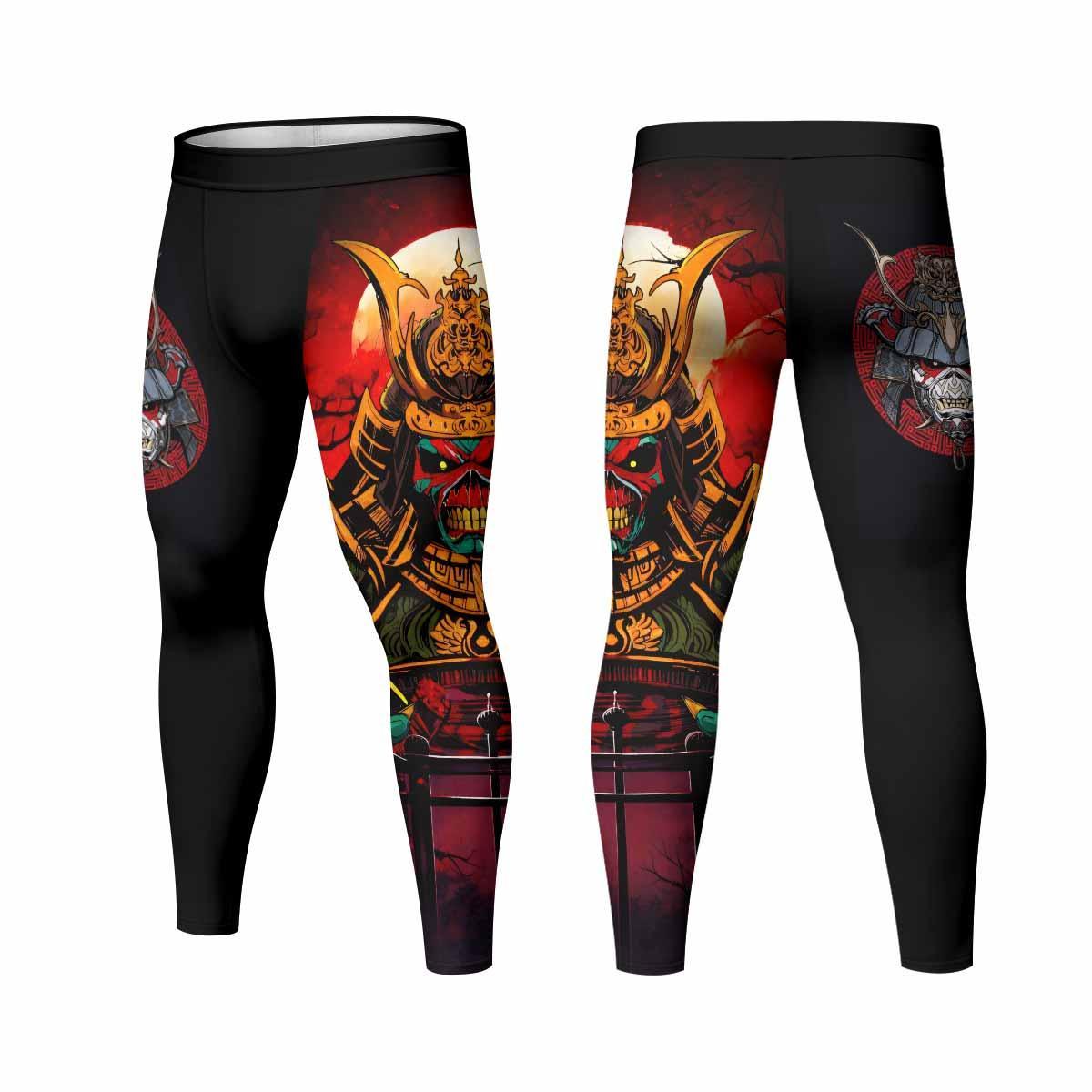 Iron Maiden Samurai Jiu-Jitsu Men's Leggings - front and back view