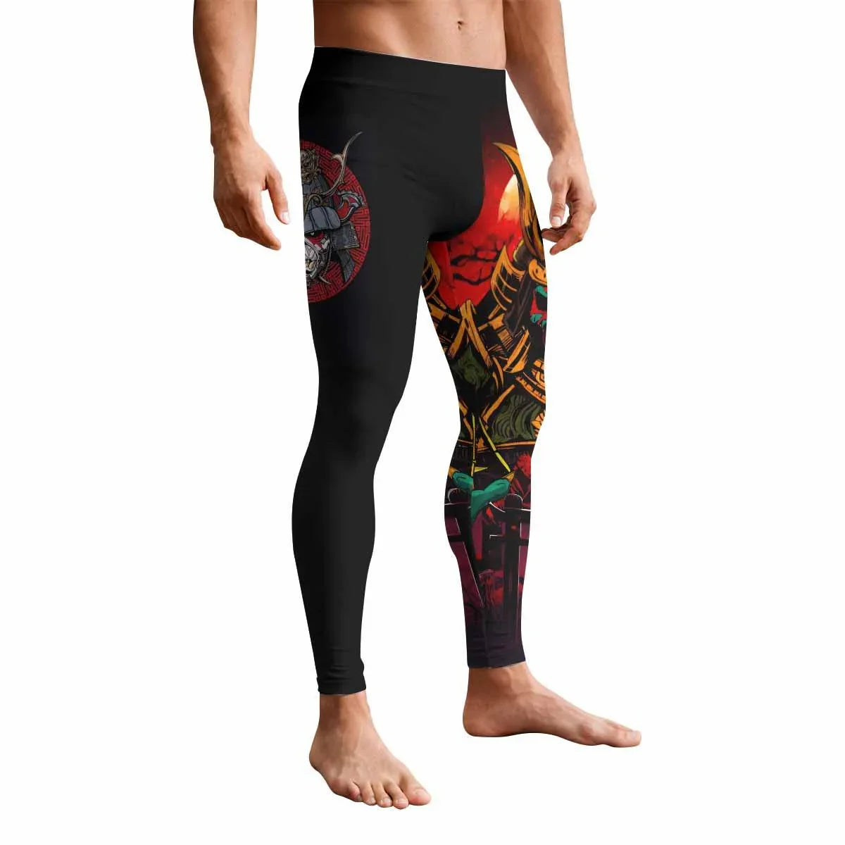Iron Maiden Samurai Jiu-Jitsu Men's Leggings - front view mockup
