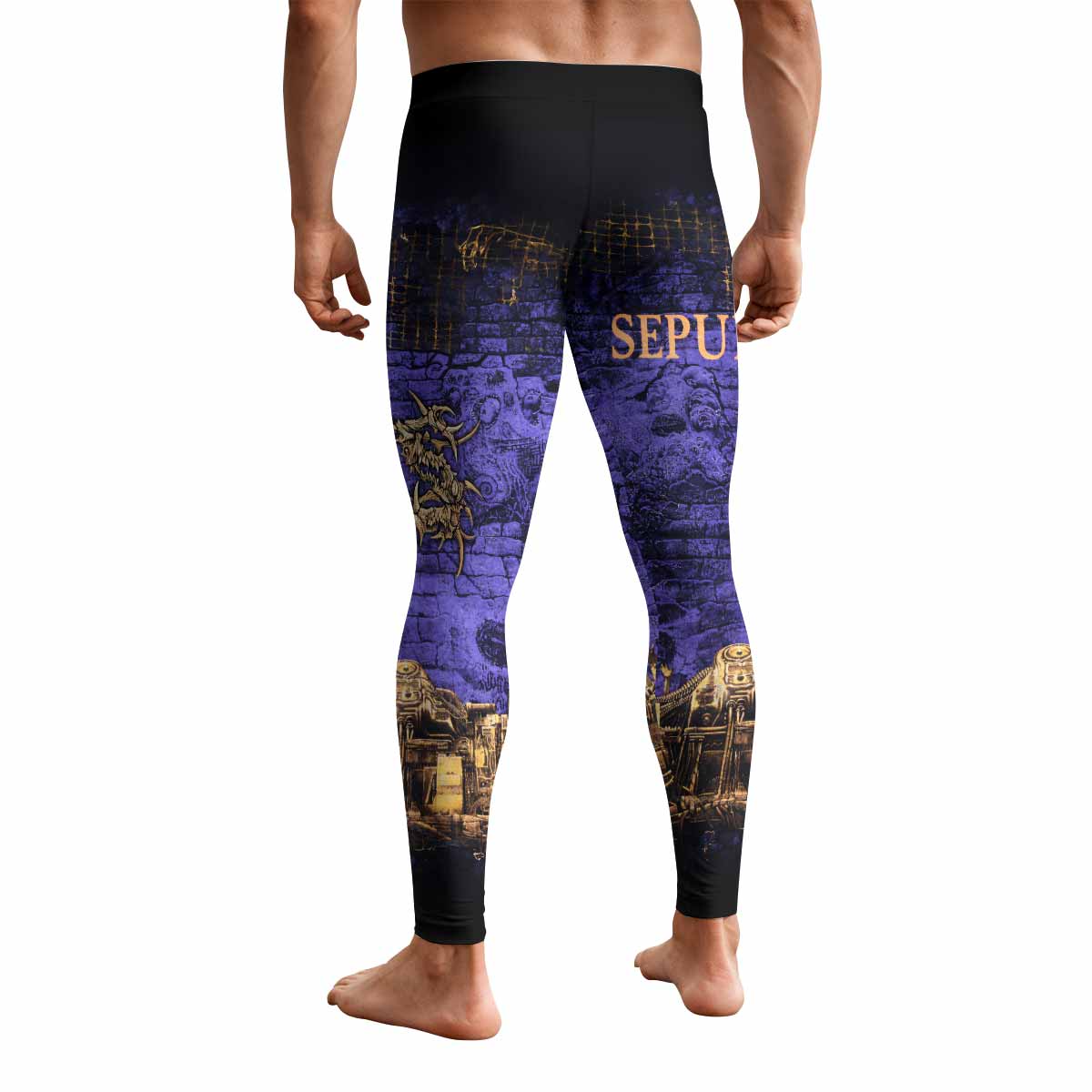 Sepultura Chaos A.D 90s Men's Leggings - back view mockup