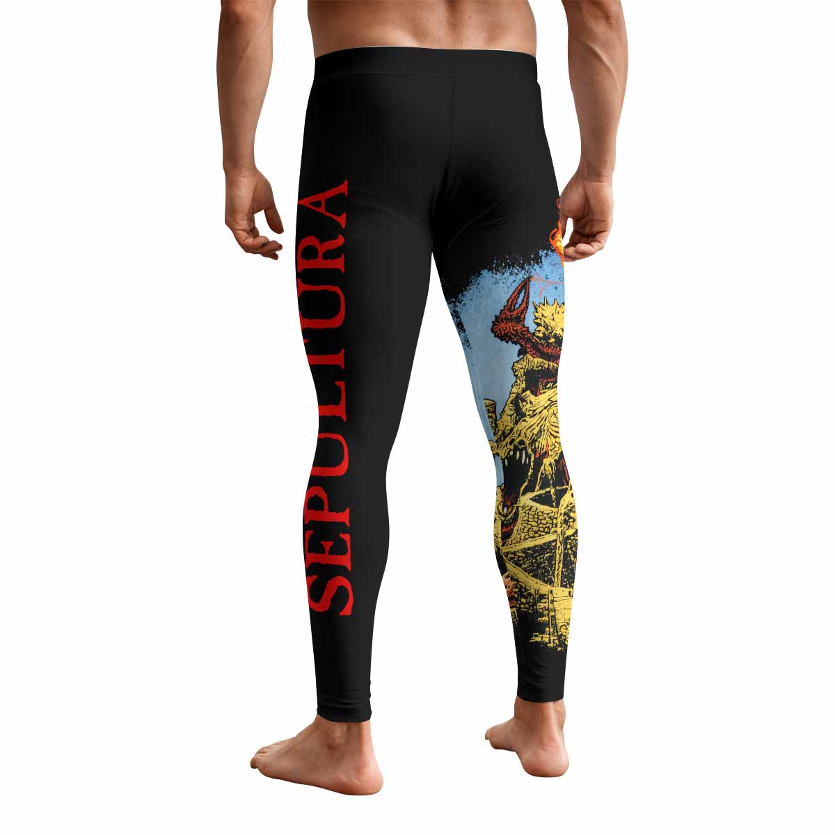 Sepultura Arise Men's Leggings - back view mockup