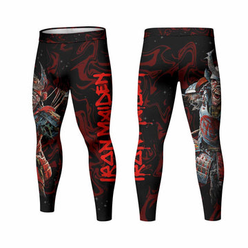 Iron Maiden Senjutsu Samurai Eddie Men's Leggings - front and back view