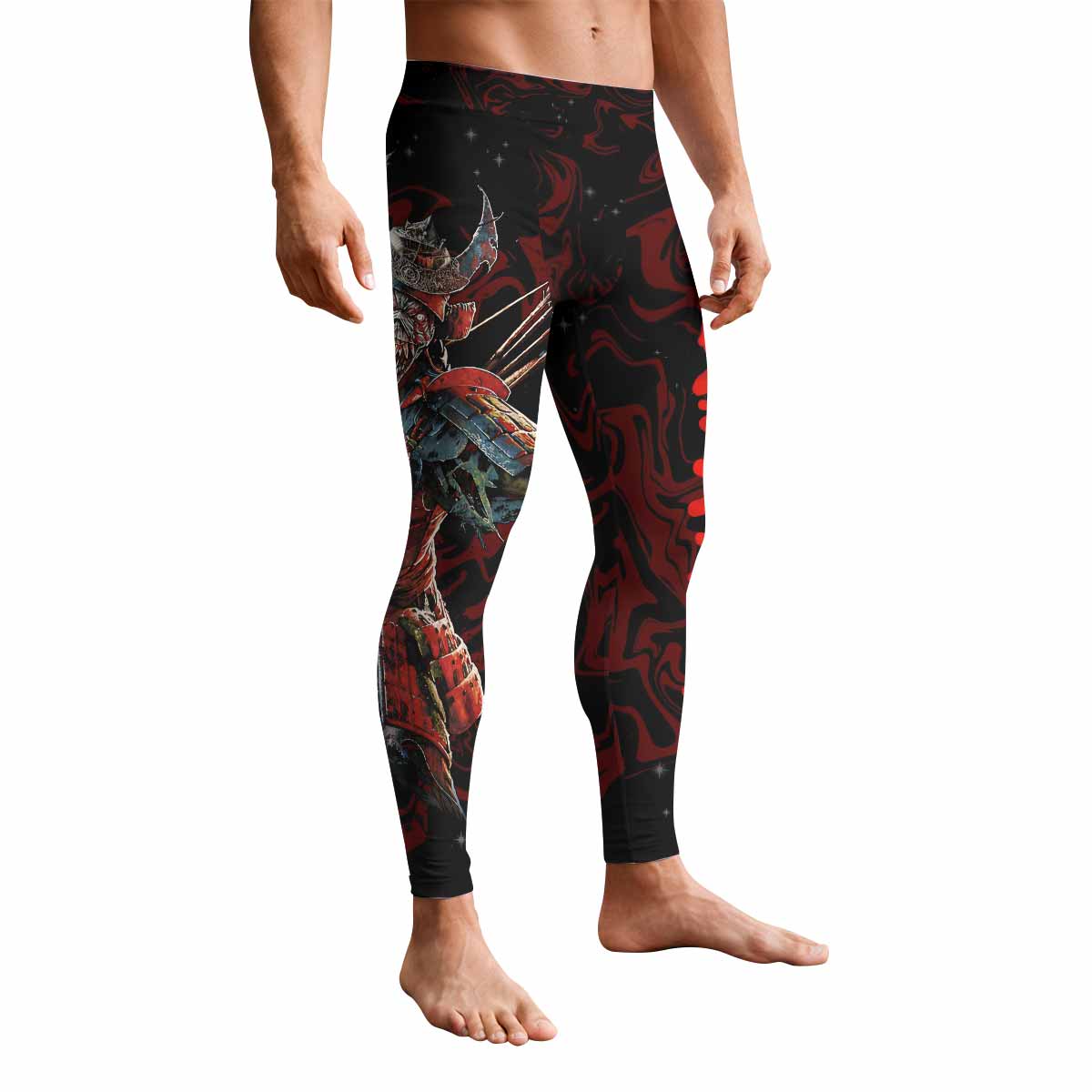 Iron Maiden Senjutsu Samurai Eddie Men's Leggings - front view mockup