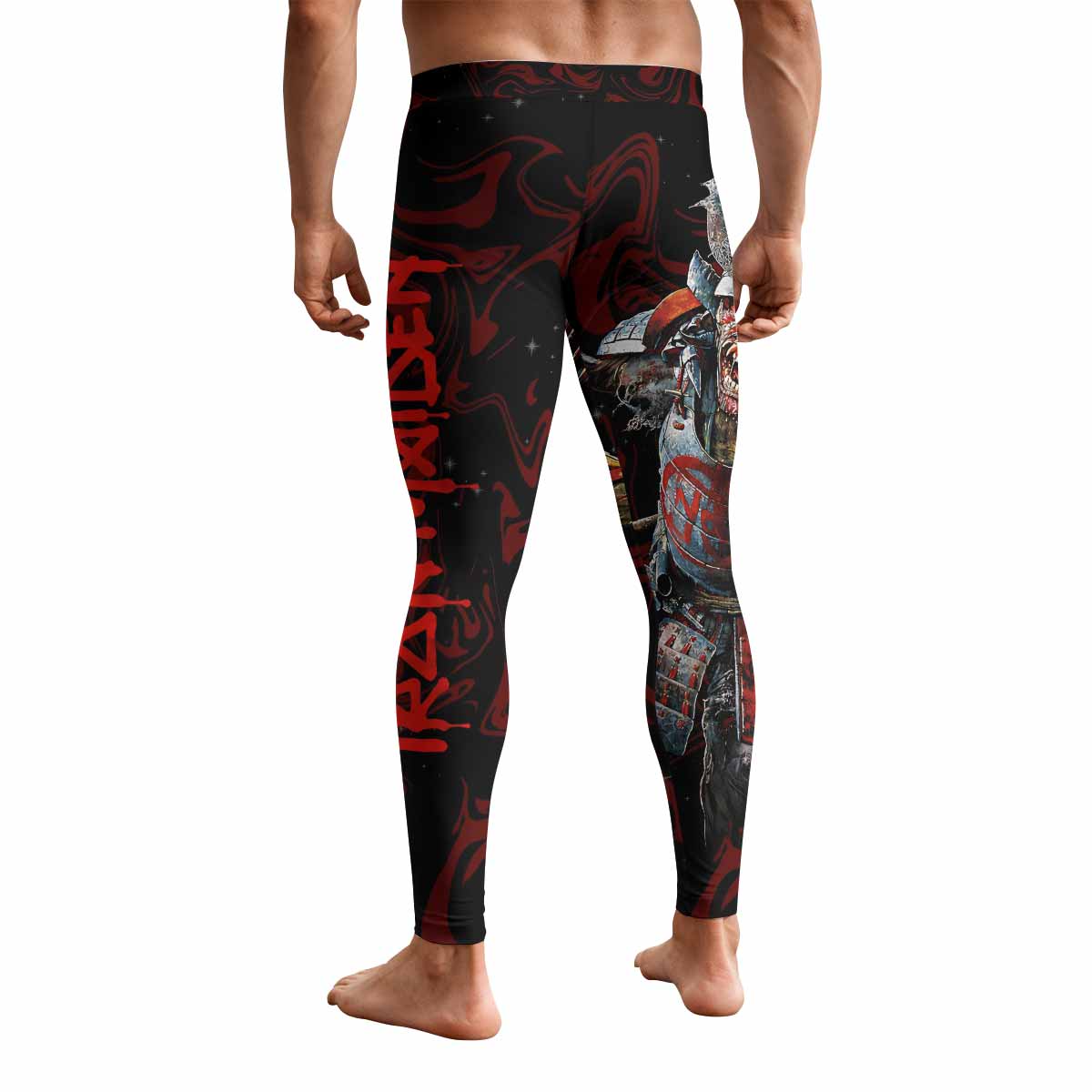 Iron Maiden Senjutsu Samurai Eddie Men's Leggings - back view mockup
