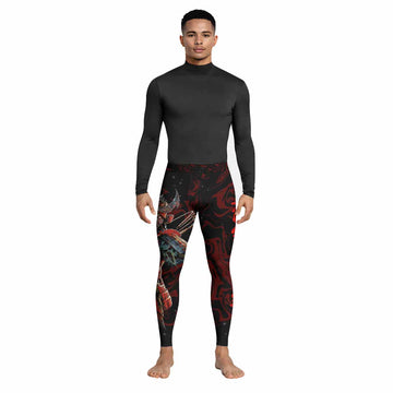 Iron Maiden Senjutsu Samurai Eddie Men's Leggings - lifestyle view
