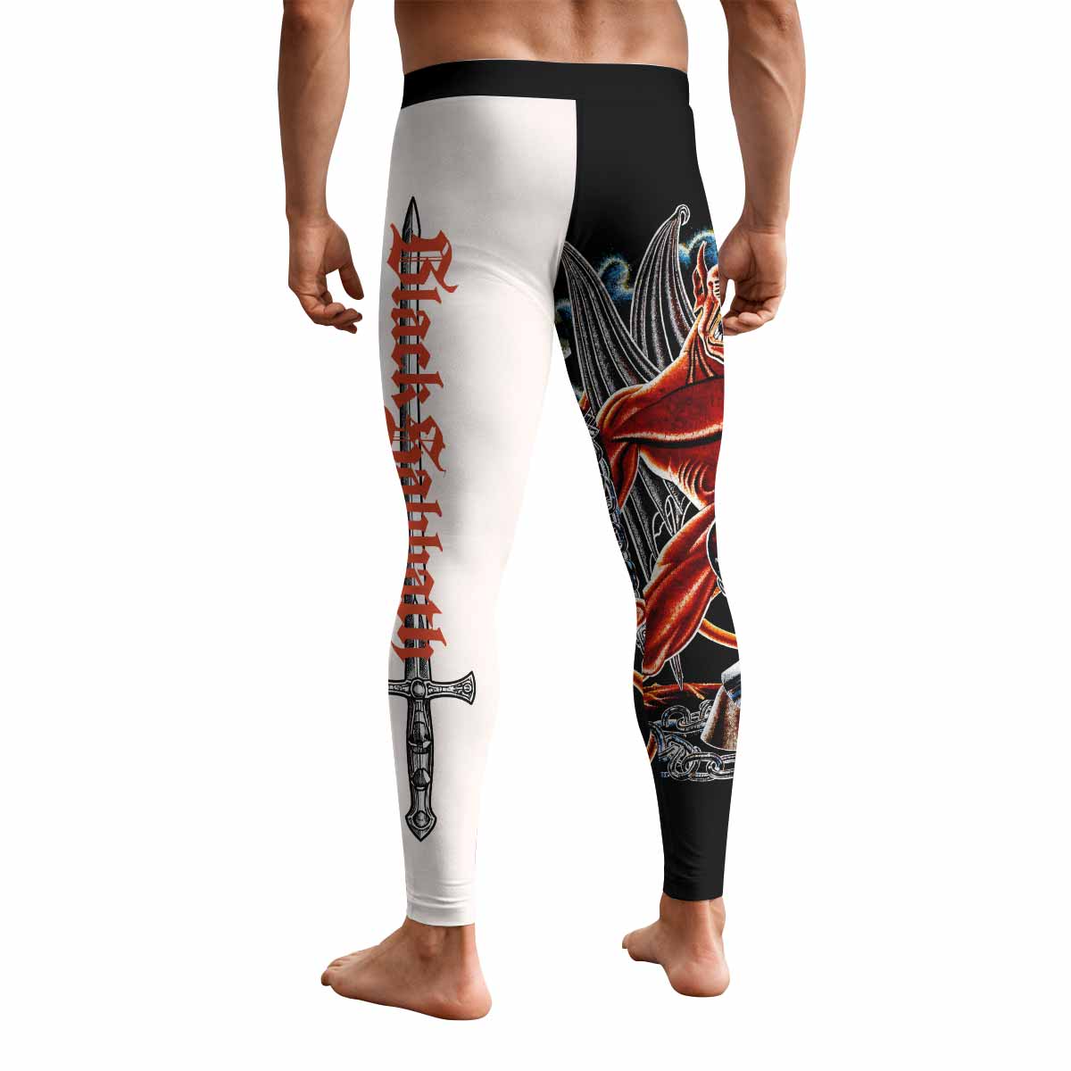 Black Sabbath Live Evil Men's Leggings - back view mockup