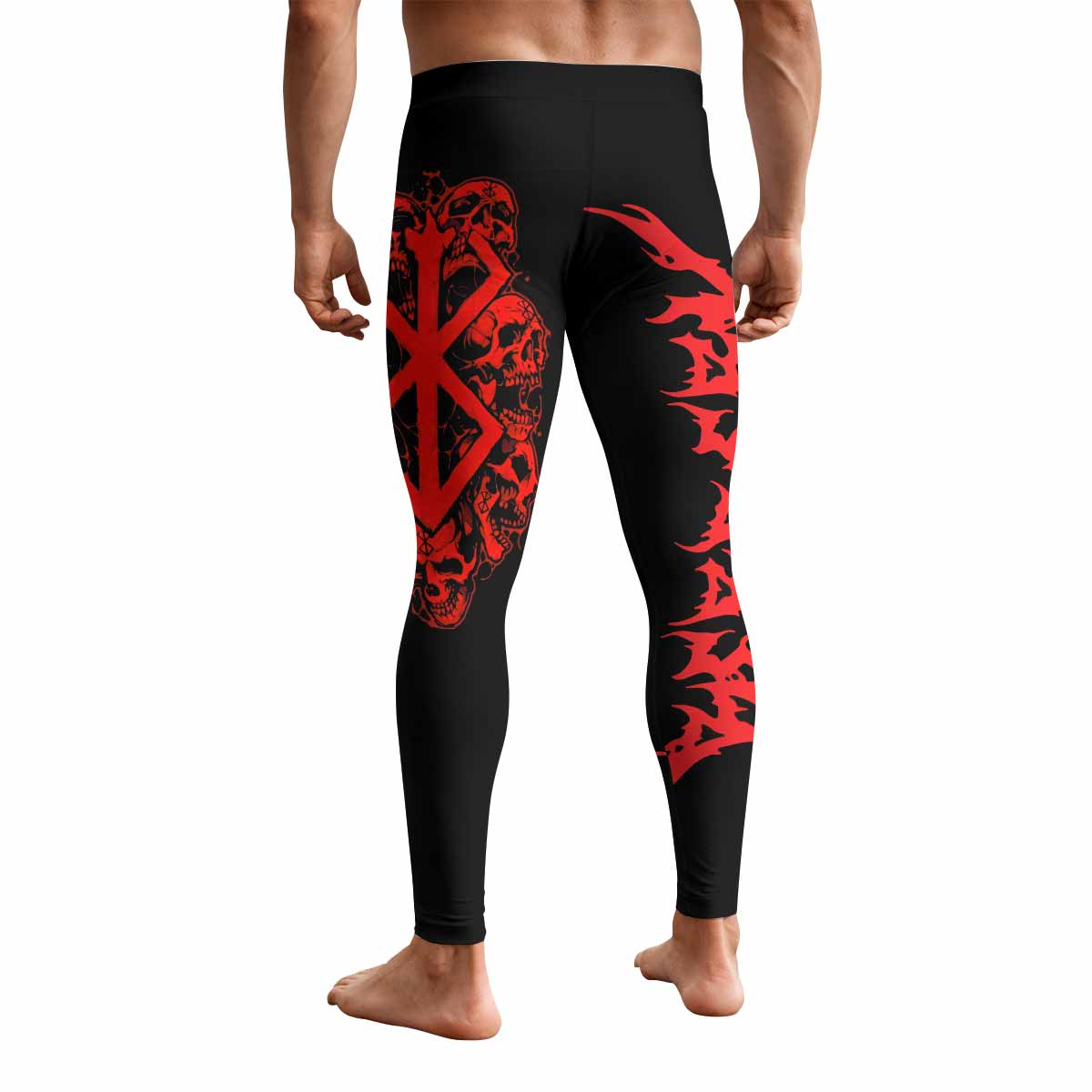 Berserk Metal Skull Knight Men's Leggings - back view mockup
