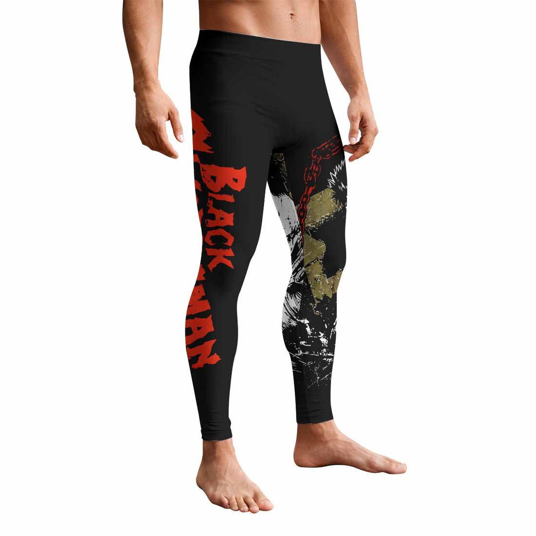 Berserk Black Swordsman Guts Men's Leggings - front and back view