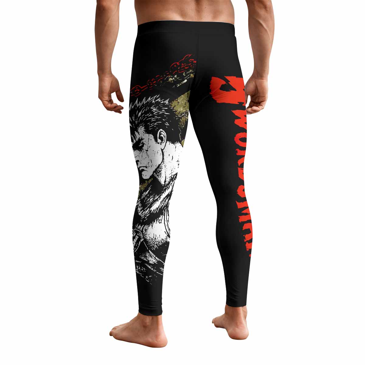 Berserk Black Swordsman Guts Men's Leggings - back view mockup