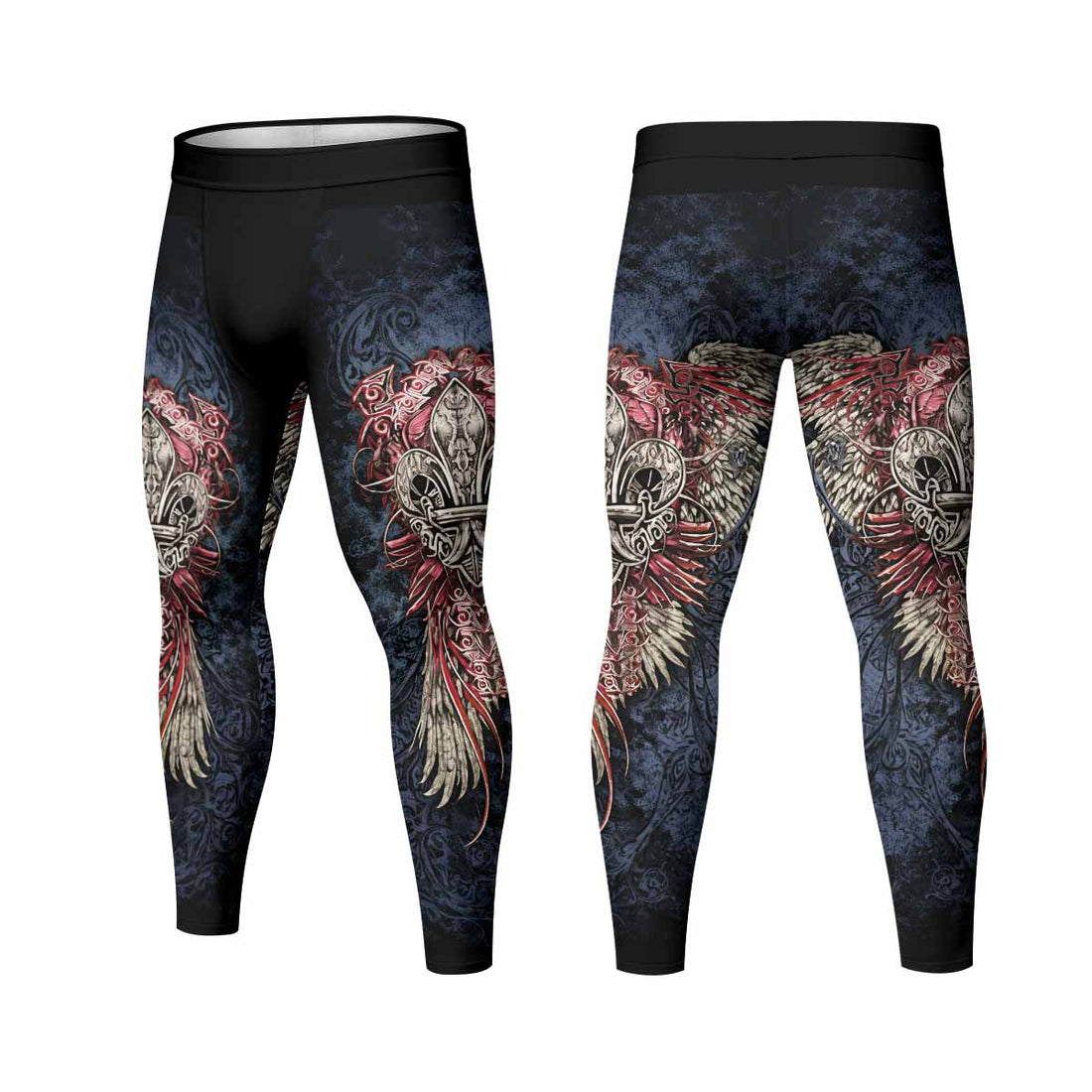 Metallic Embossed Angel Men's Leggings - lifestyle view