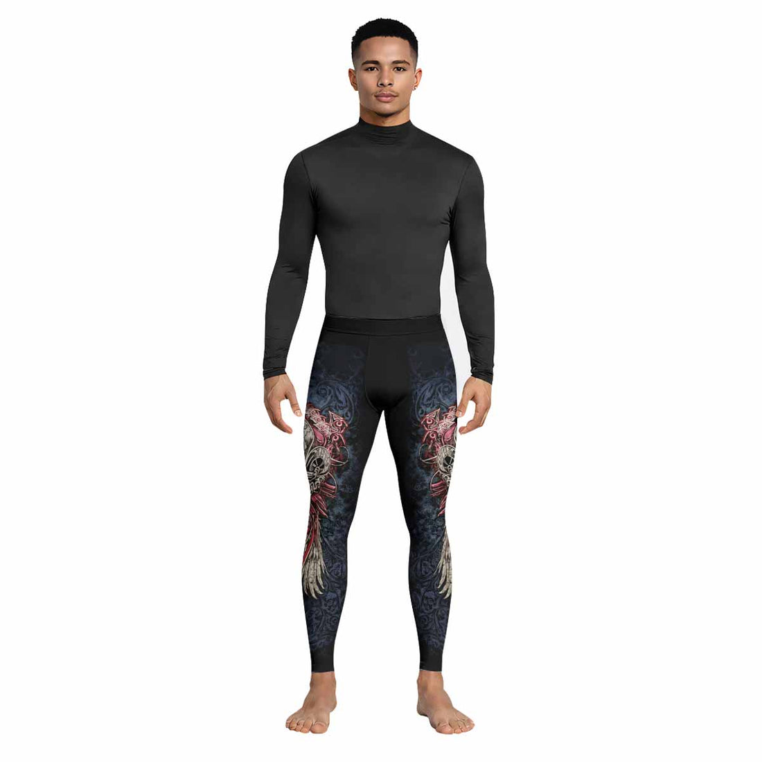 Metallic Embossed Angel Men's Leggings - lifestyle view