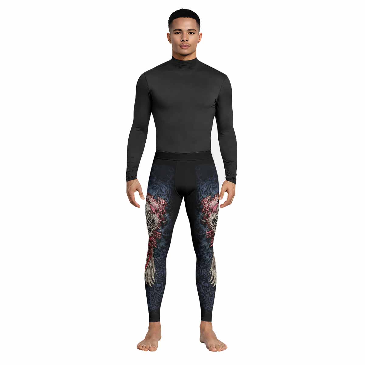 Metallic Embossed Angel Men's Leggings - lifestyle view