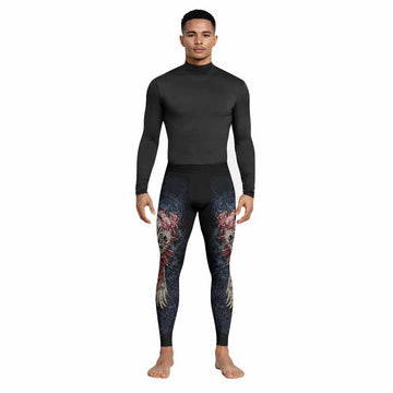 Metallic Embossed Angel Men's Leggings - lifestyle view