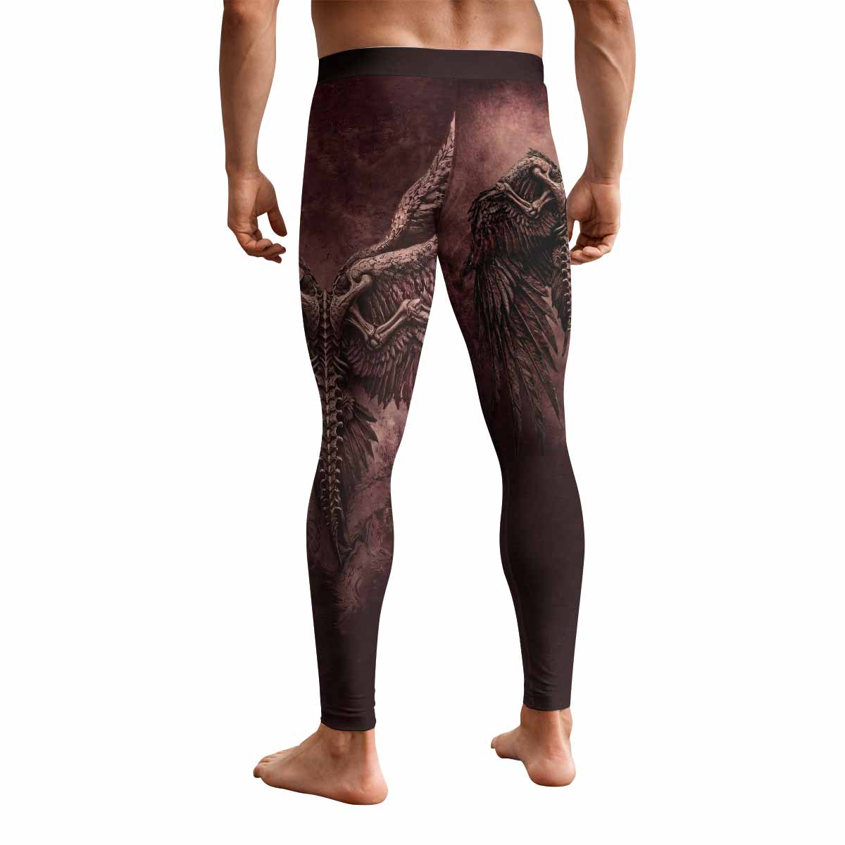 Bones of Grace Dark Angel Men's Leggings - back view mockup