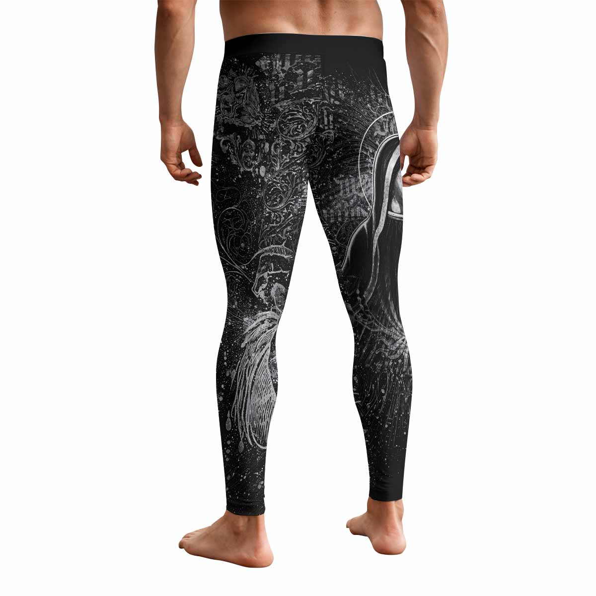 Virgin Mary Men's Leggings - back view mockup