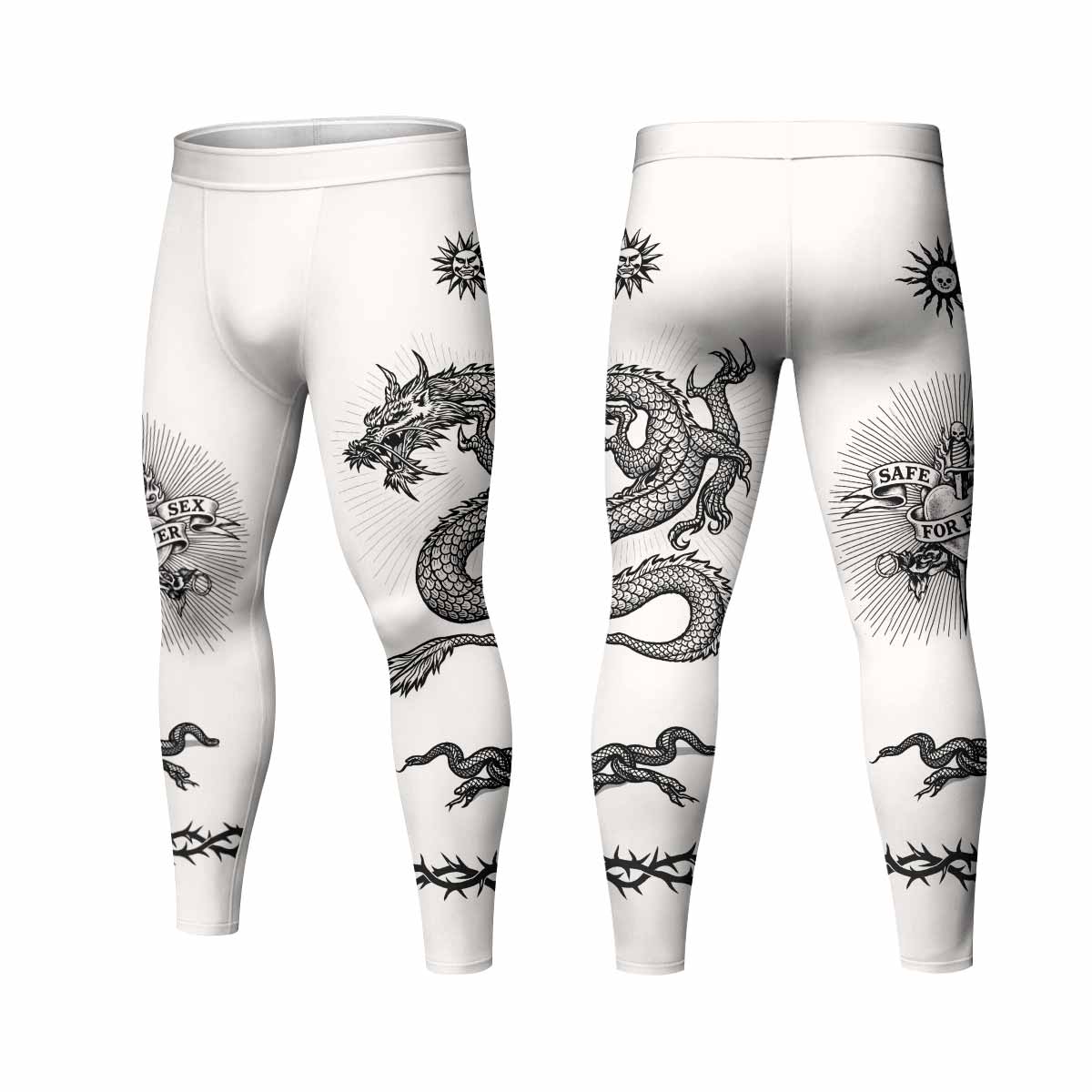 Dragon Tattoo Men's Leggings - front and back view
