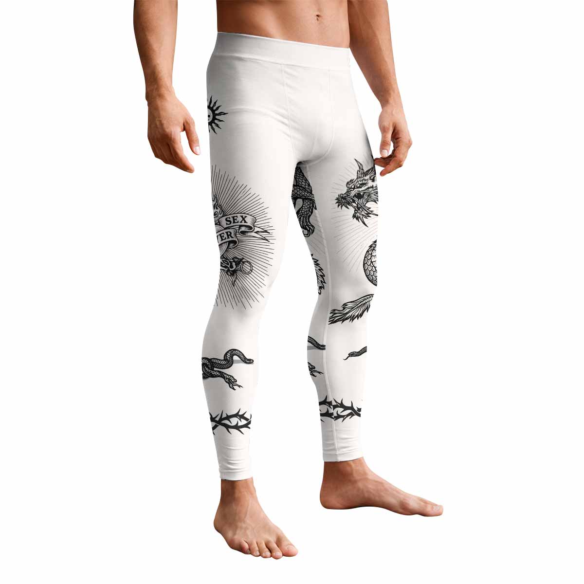 Dragon Tattoo Men's Leggings - front view mockup