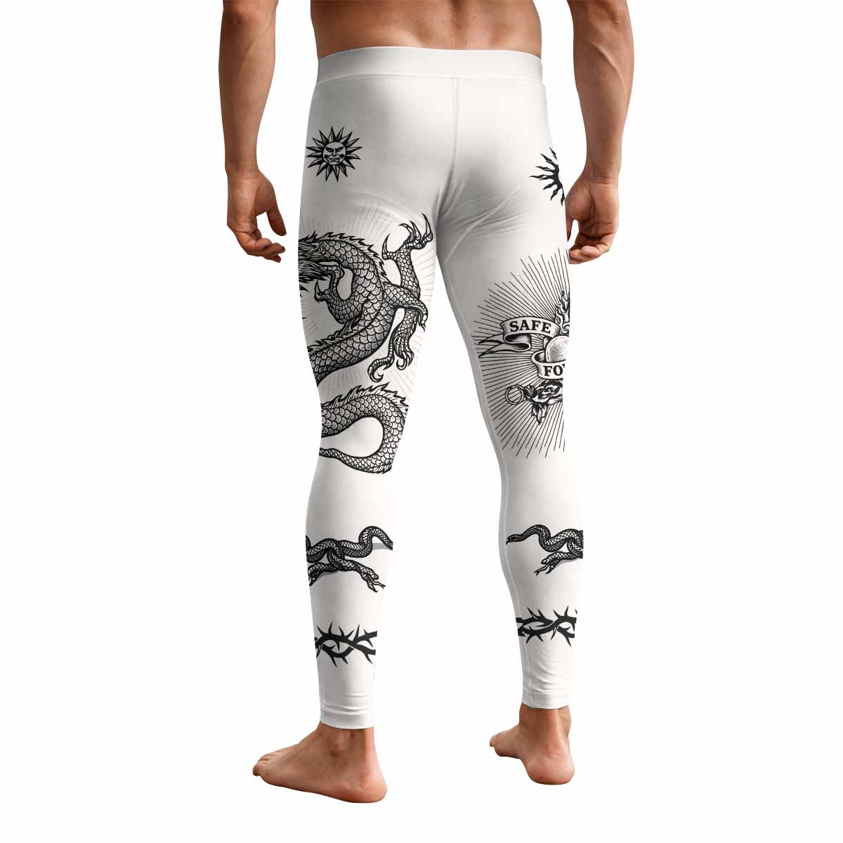 Dragon Tattoo Men's Leggings - back view mockup