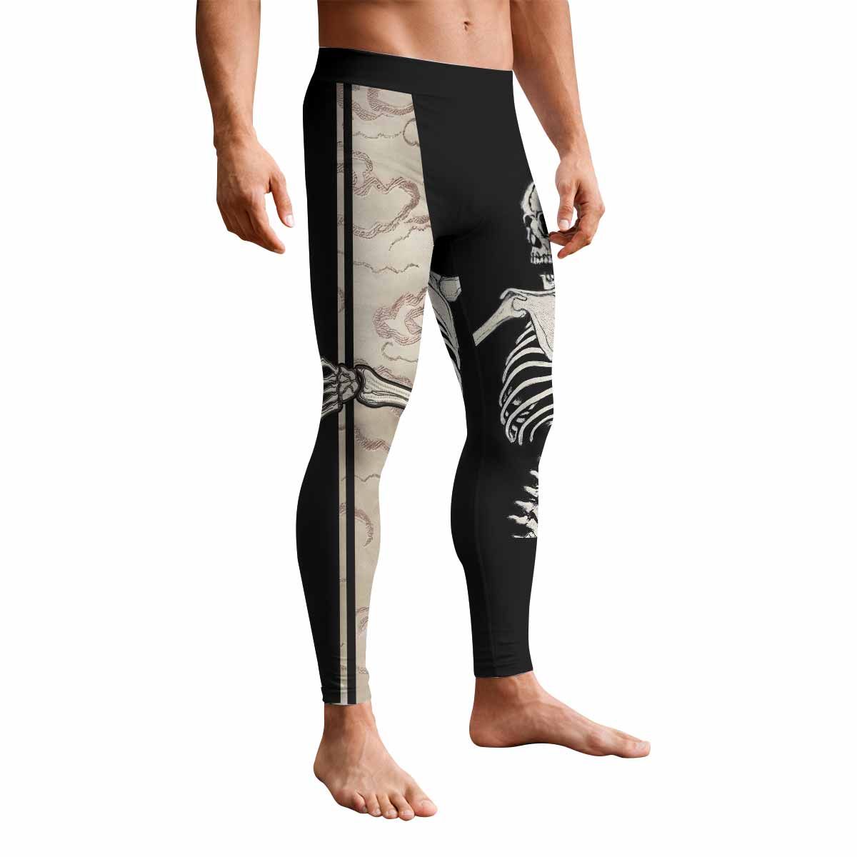 Bare Bones Skeleton Men's Leggings - front view mockup