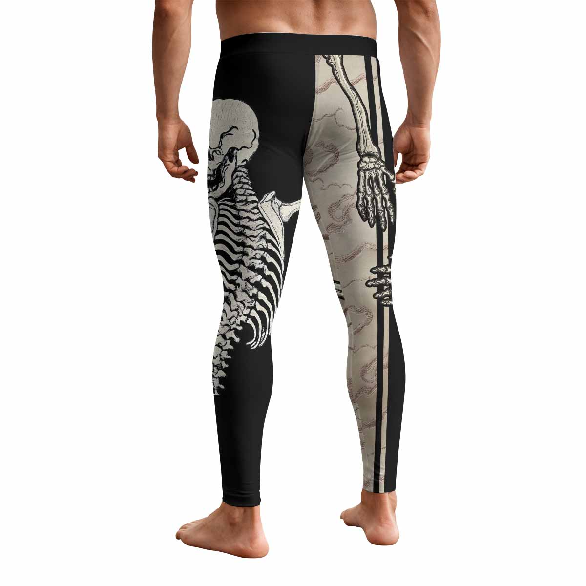 Bare Bones Skeleton Men's Leggings - back view mockup