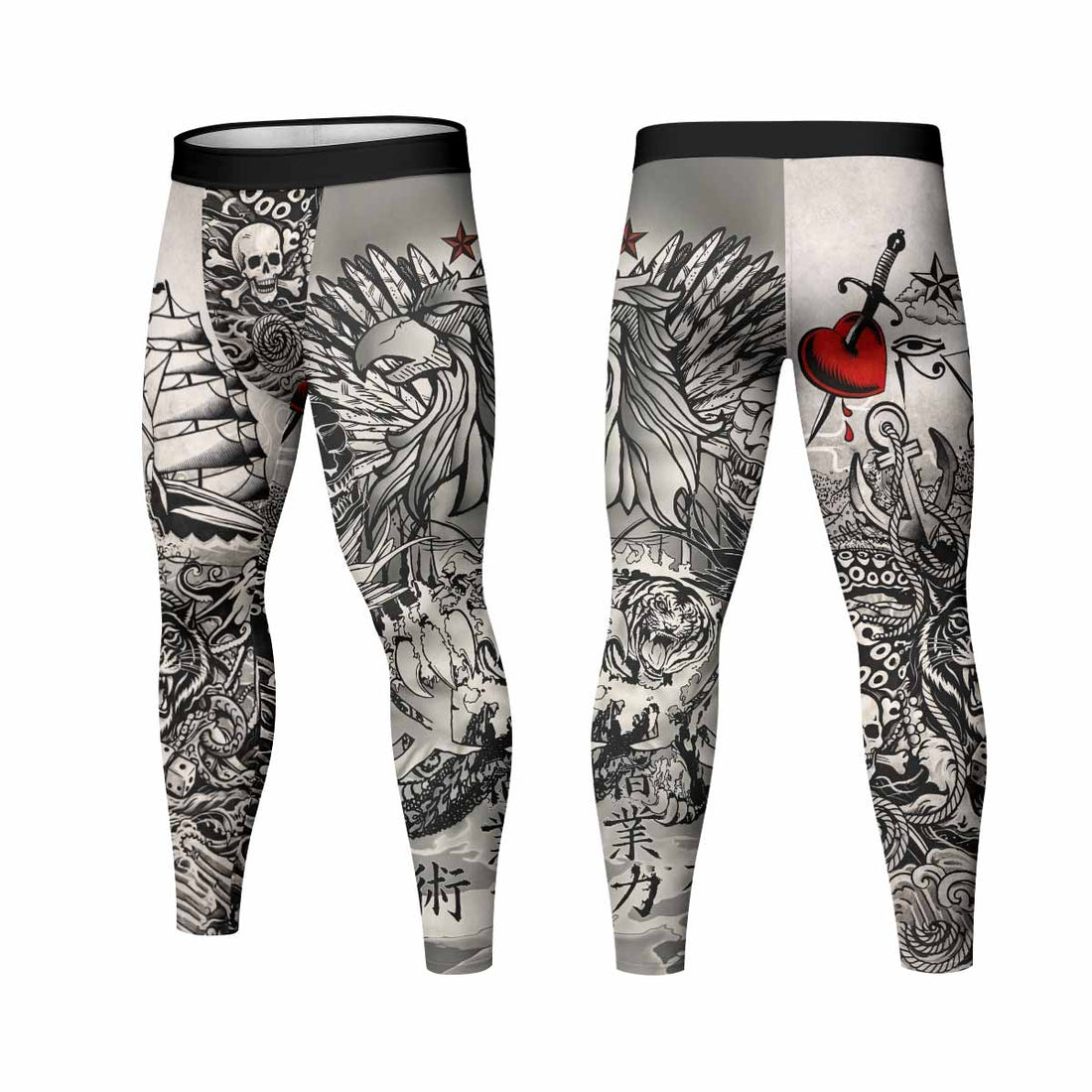 Savage Ocean Irezumi Men's Leggings - lifestyle view
