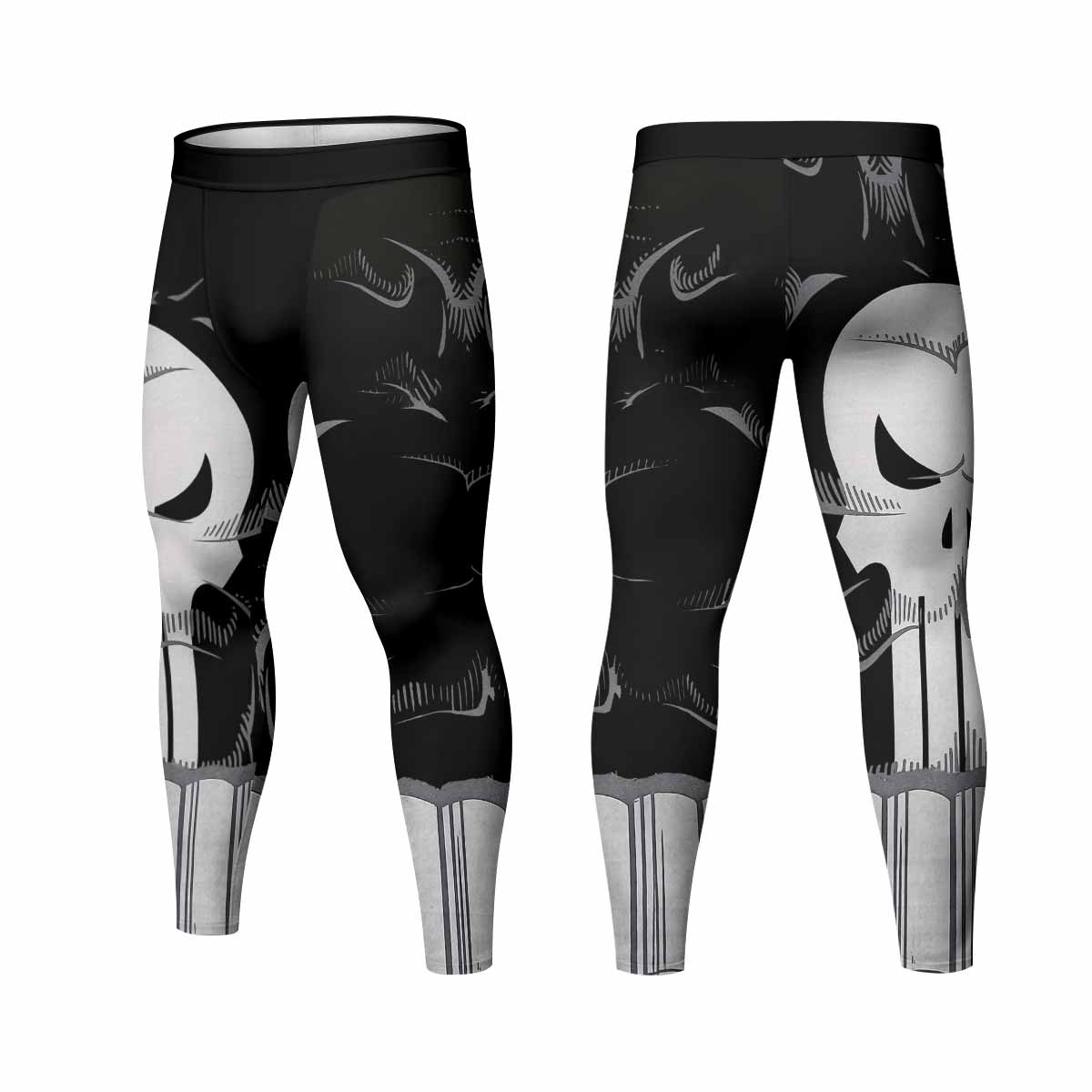 Punisher Skull Tactical Men's Leggings - front and back view