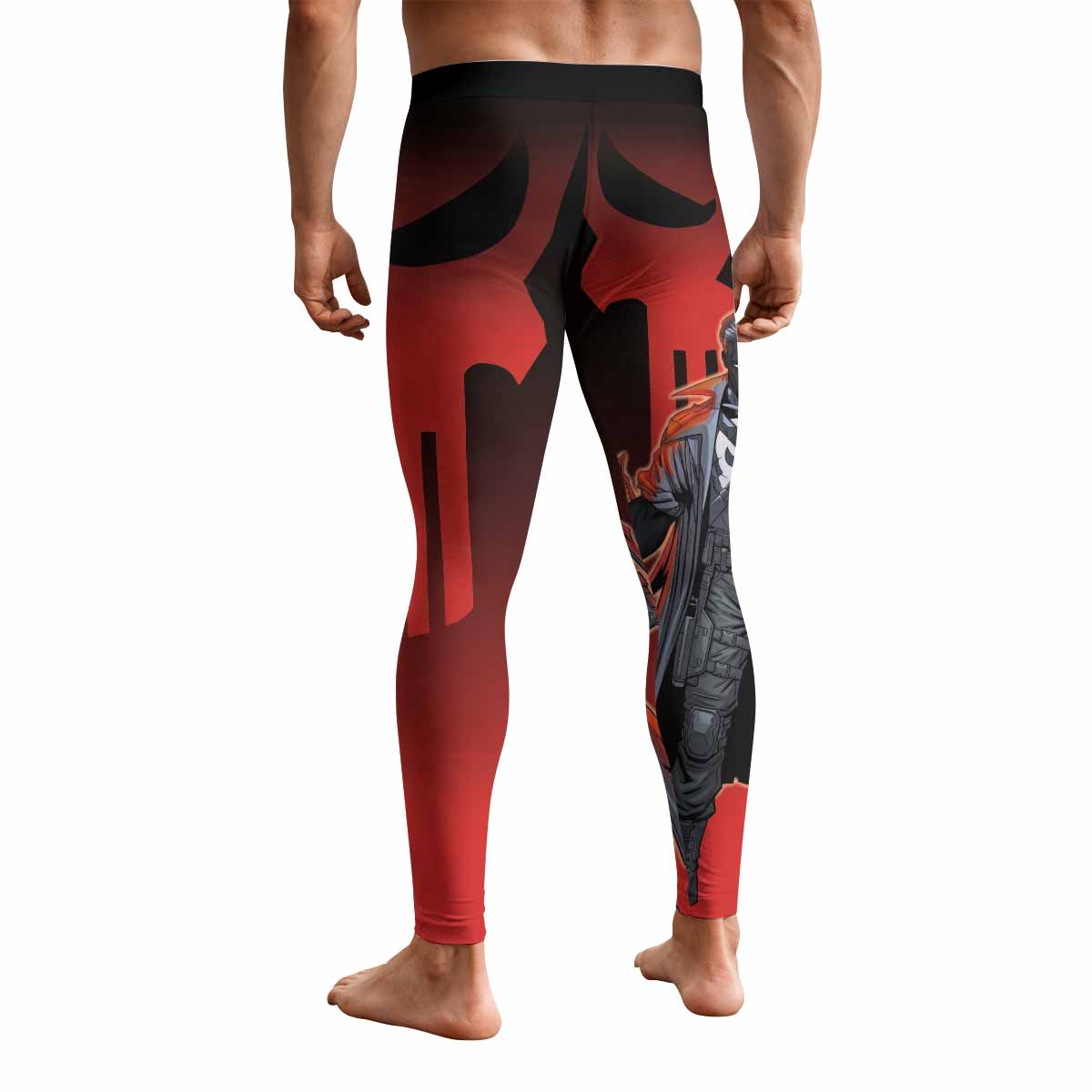The Punisher Red Frank Castle Men's Leggings - back view mockup