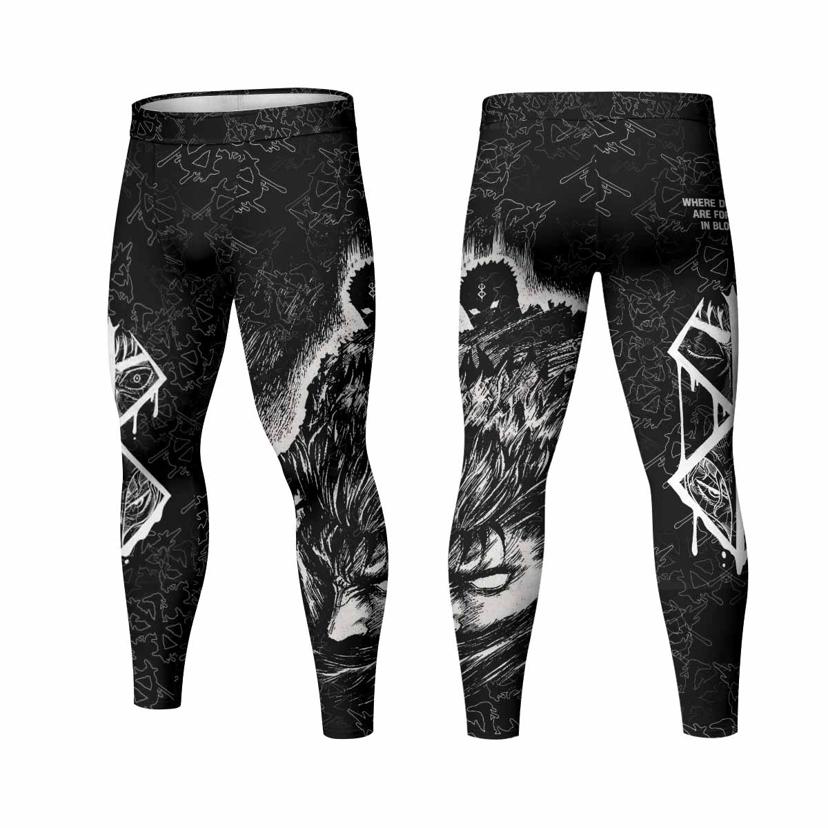 Berserk Forged In Blood Men's Leggings - front and back view