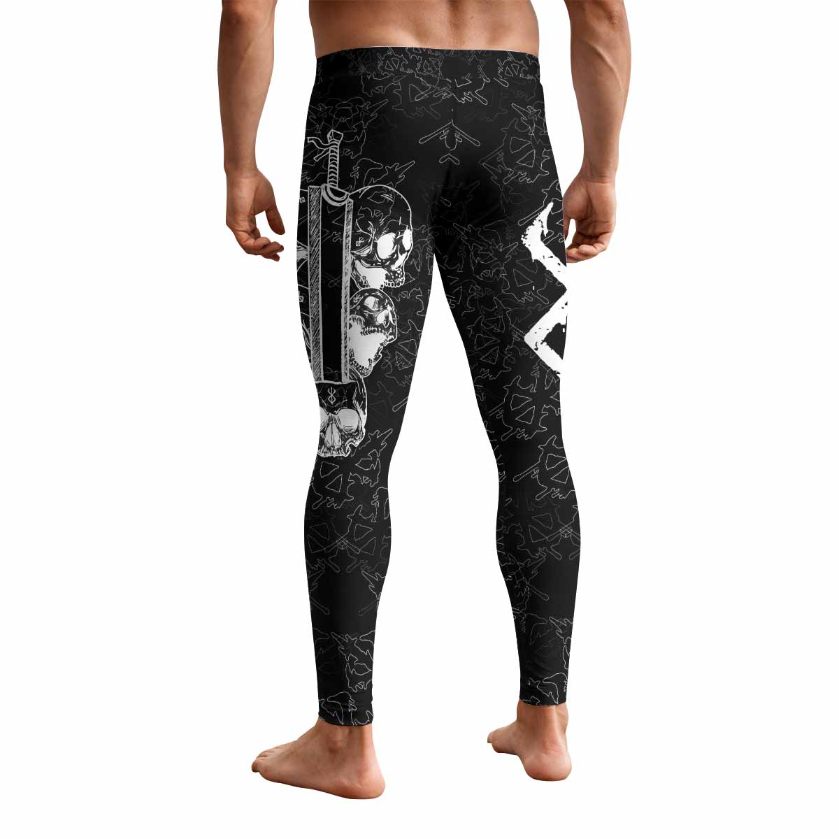 Berserk Dragon Slayer Skull Men's Leggings - back view mockup