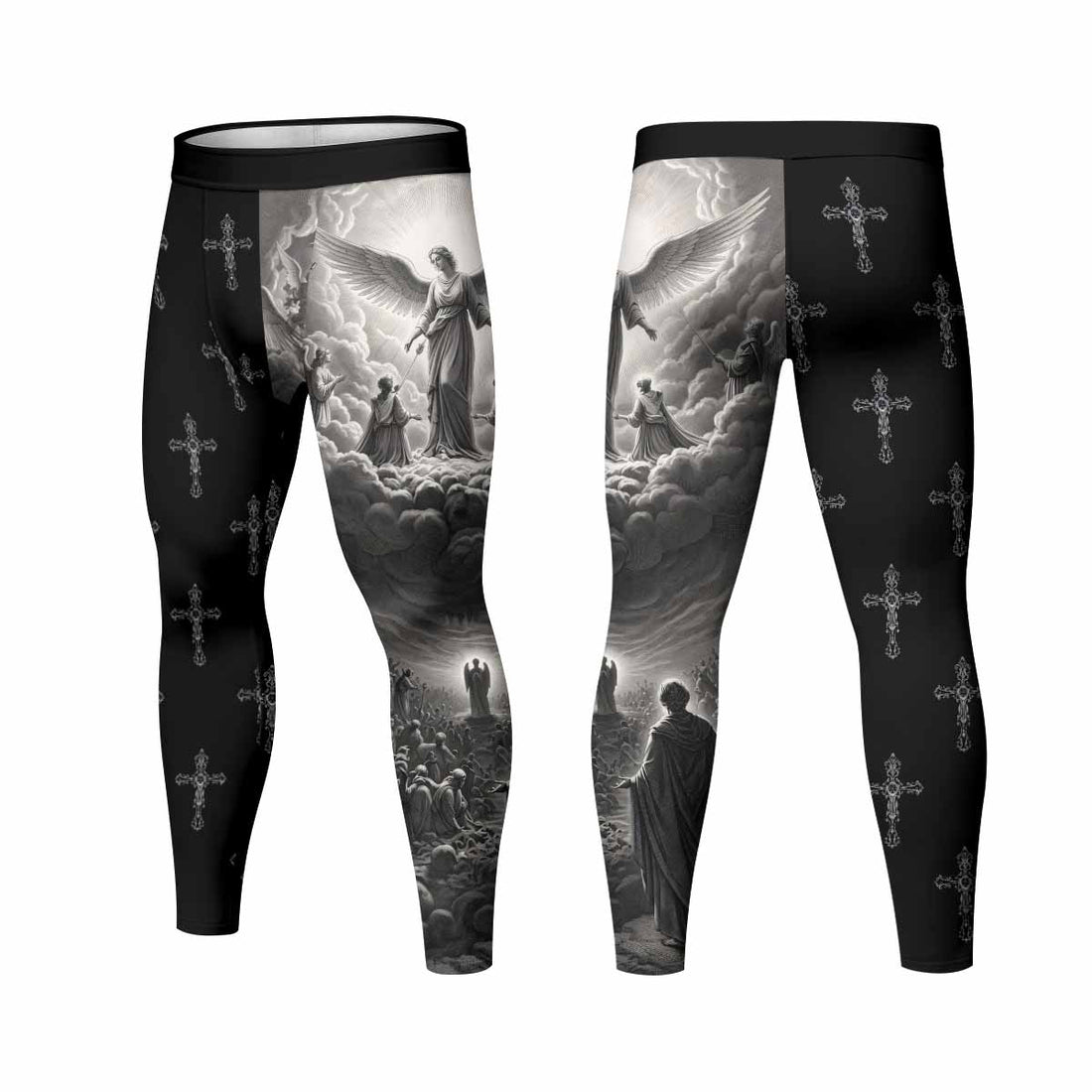 Jesus Saves Angel Ascension Men's Leggings - lifestyle view