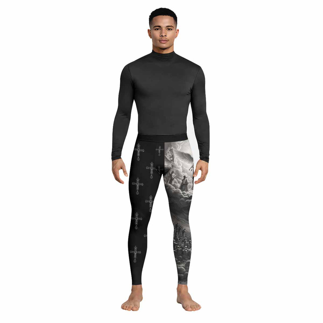 Jesus Saves Angel Ascension Men's Leggings - lifestyle view