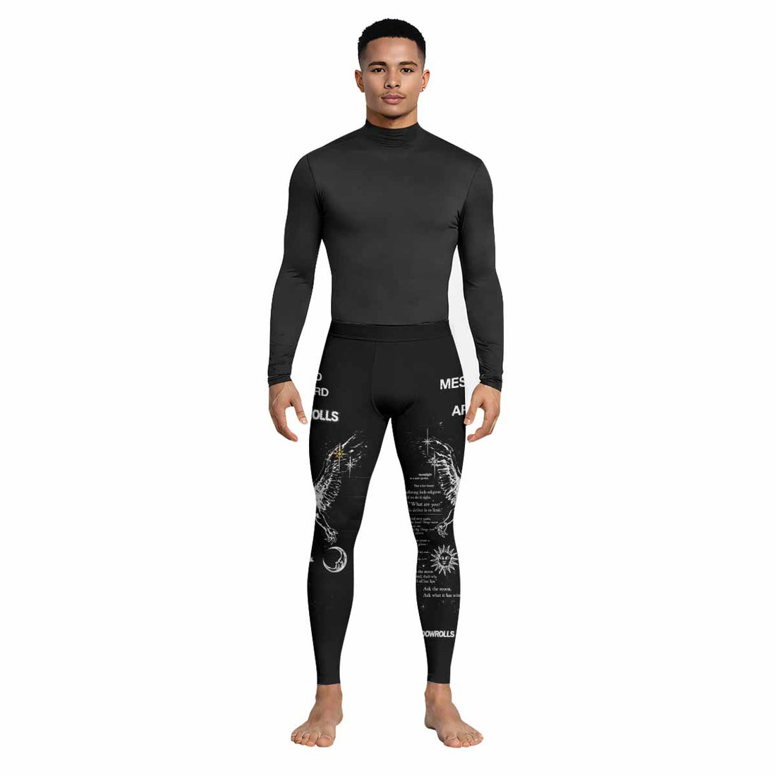 The Messenger Has Arrived Black Men's Leggings - lifestyle view