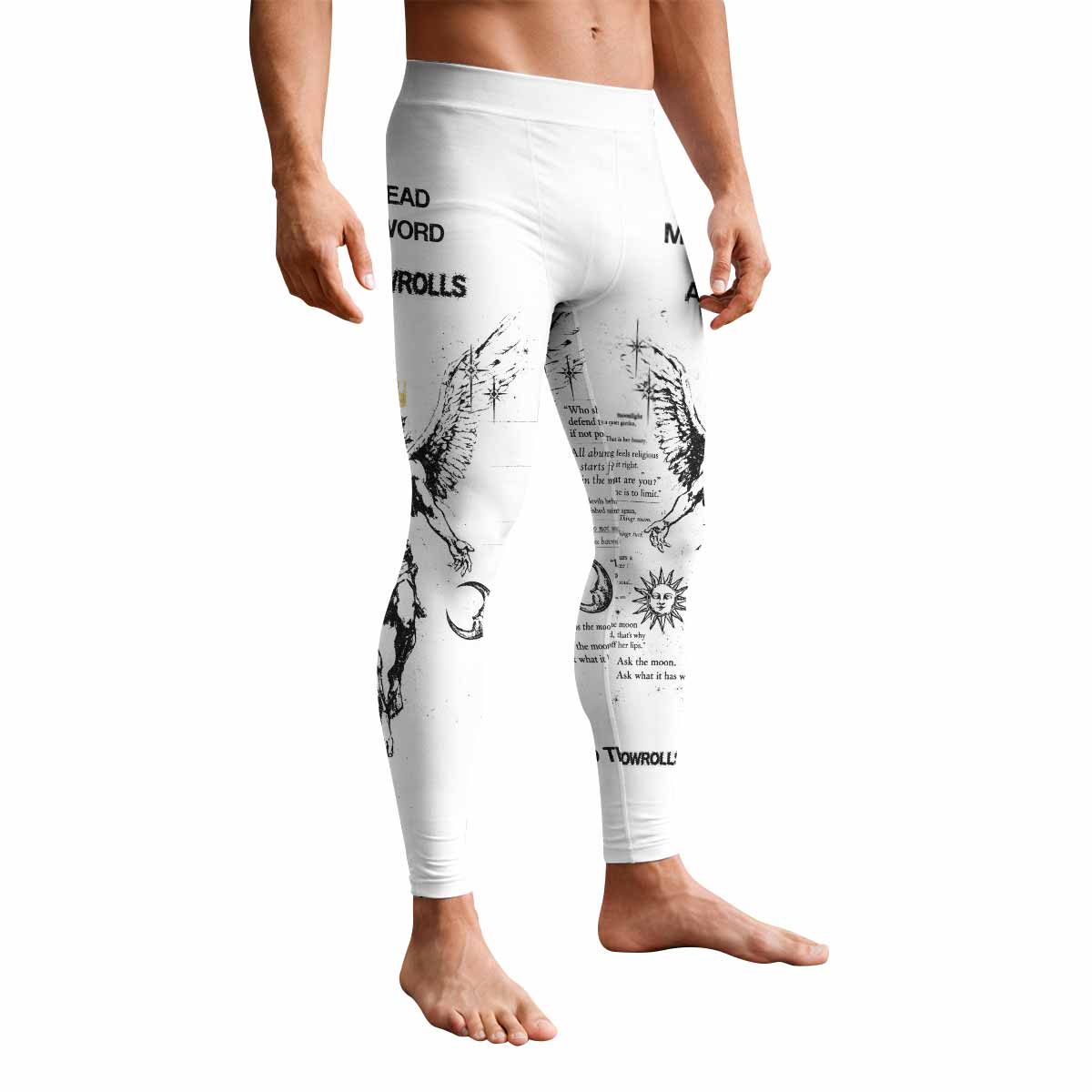 The Messenger Has Arrived White Men's Leggings - front view mockup