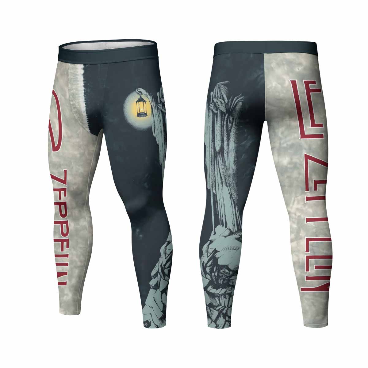 Led Zeppelin The Hermit Men's Leggings - front and back view