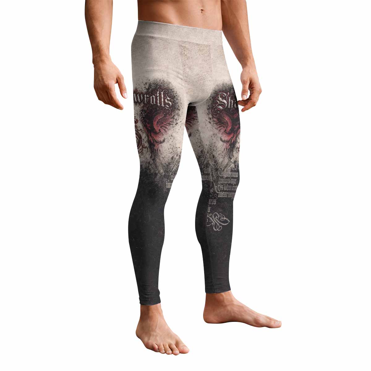 Grunge Smoke Gothic Men's Leggings - front view mockup