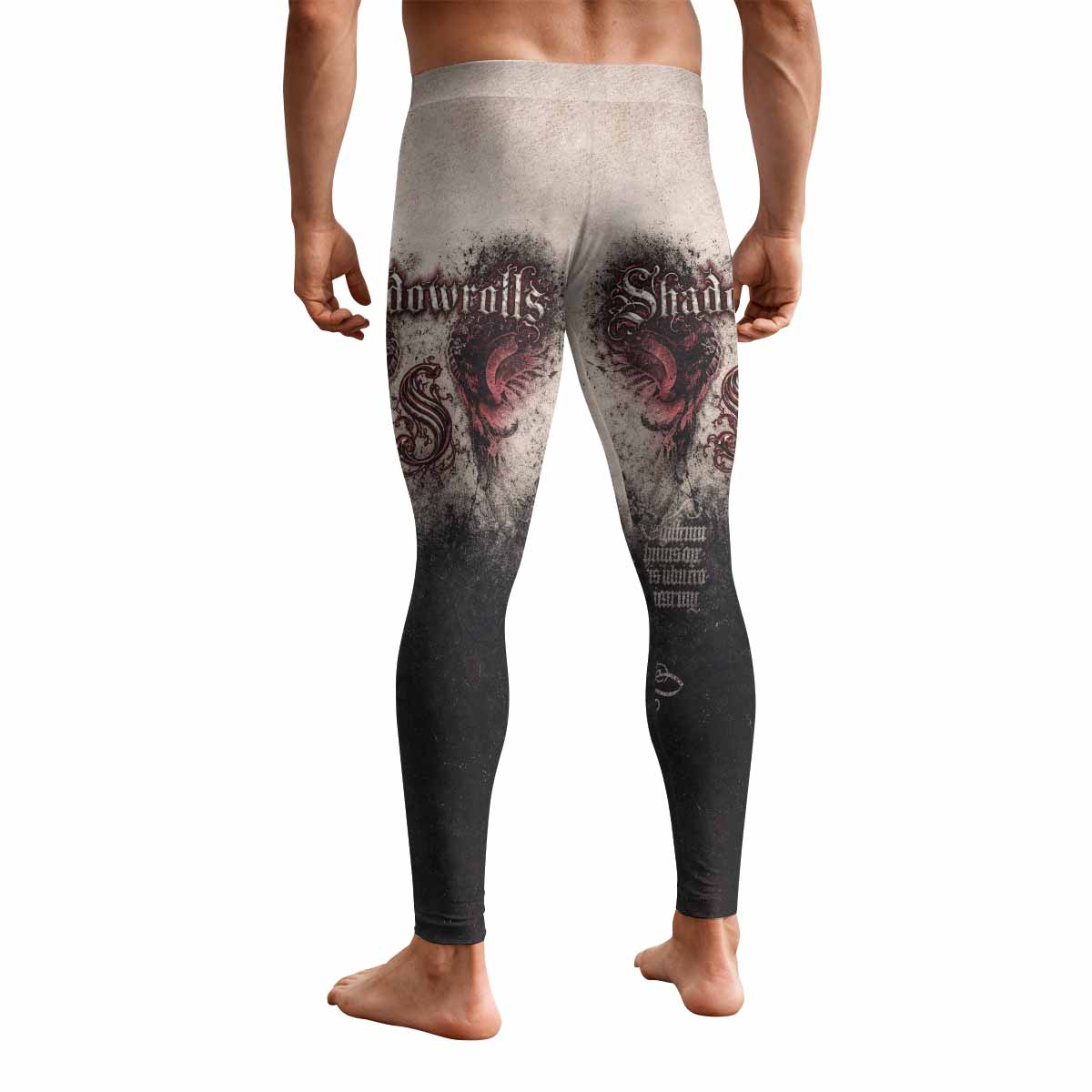 Grunge Smoke Gothic Men's Leggings - back view mockup