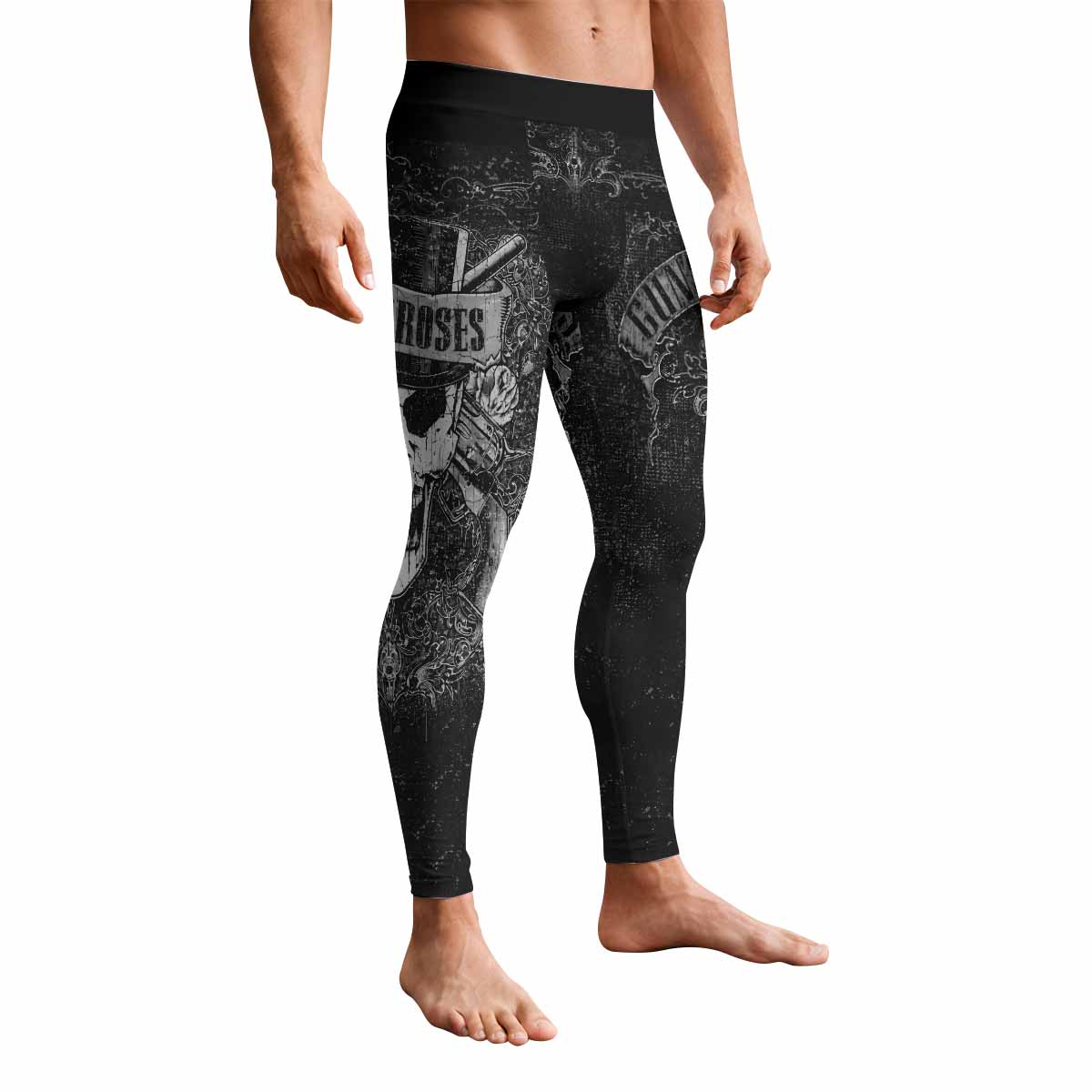 Guns N' Roses Skull Men's Leggings - front view mockup