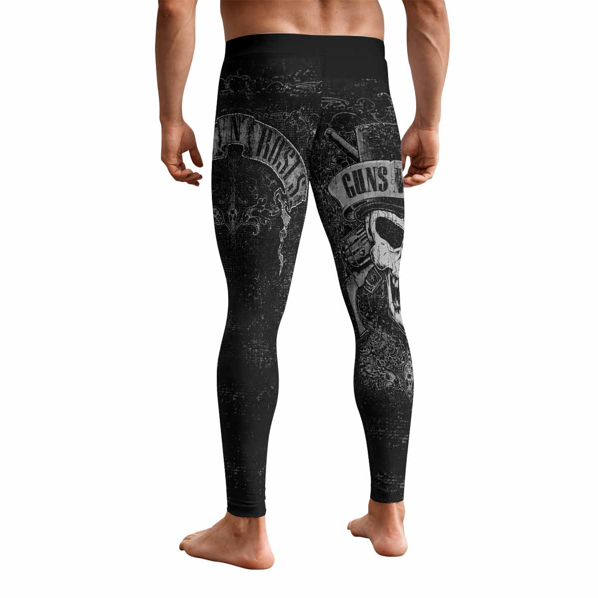 Guns N' Roses Skull Men's Leggings - back view mockup
